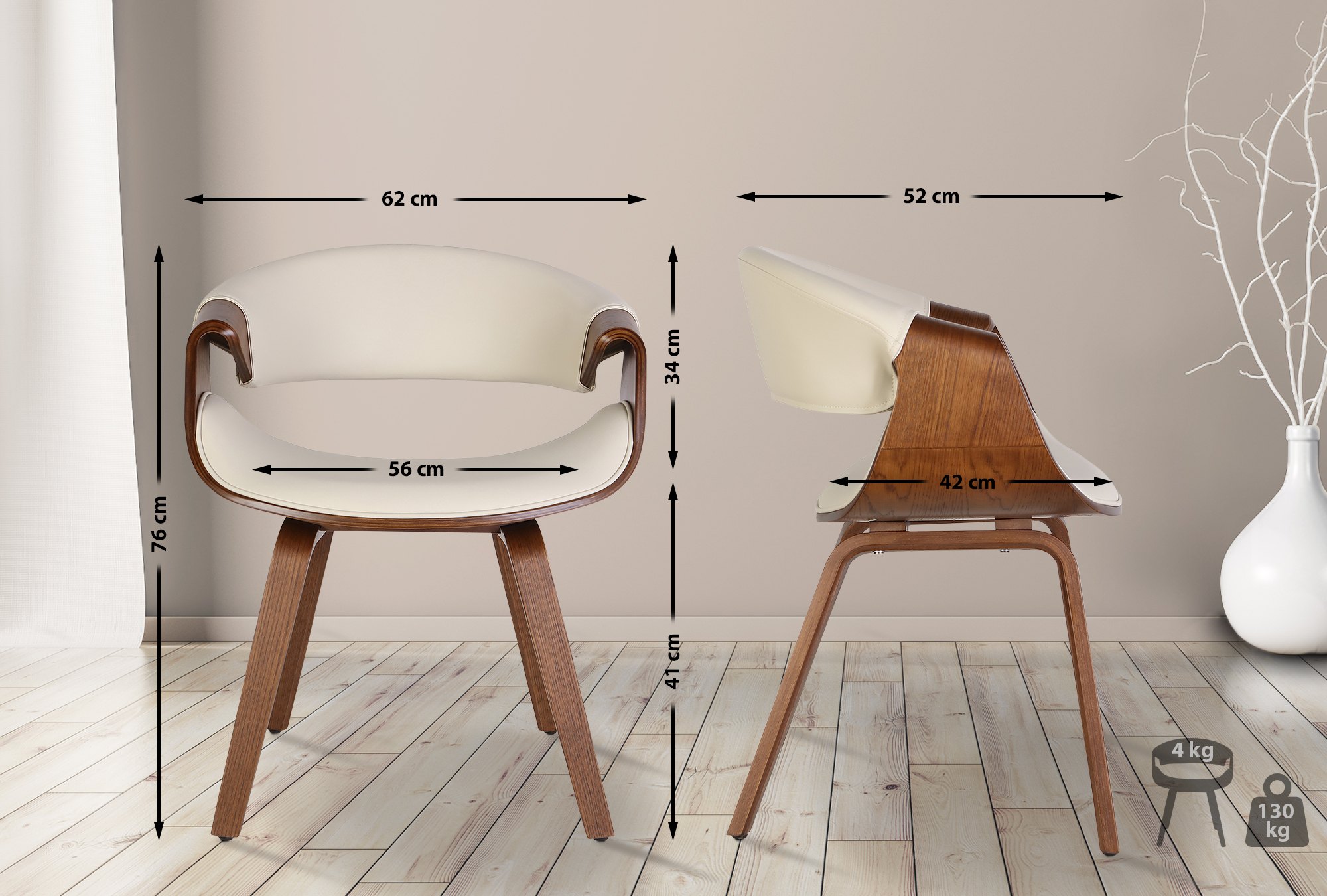 Lot de 2 chaises de salle à manger Foley