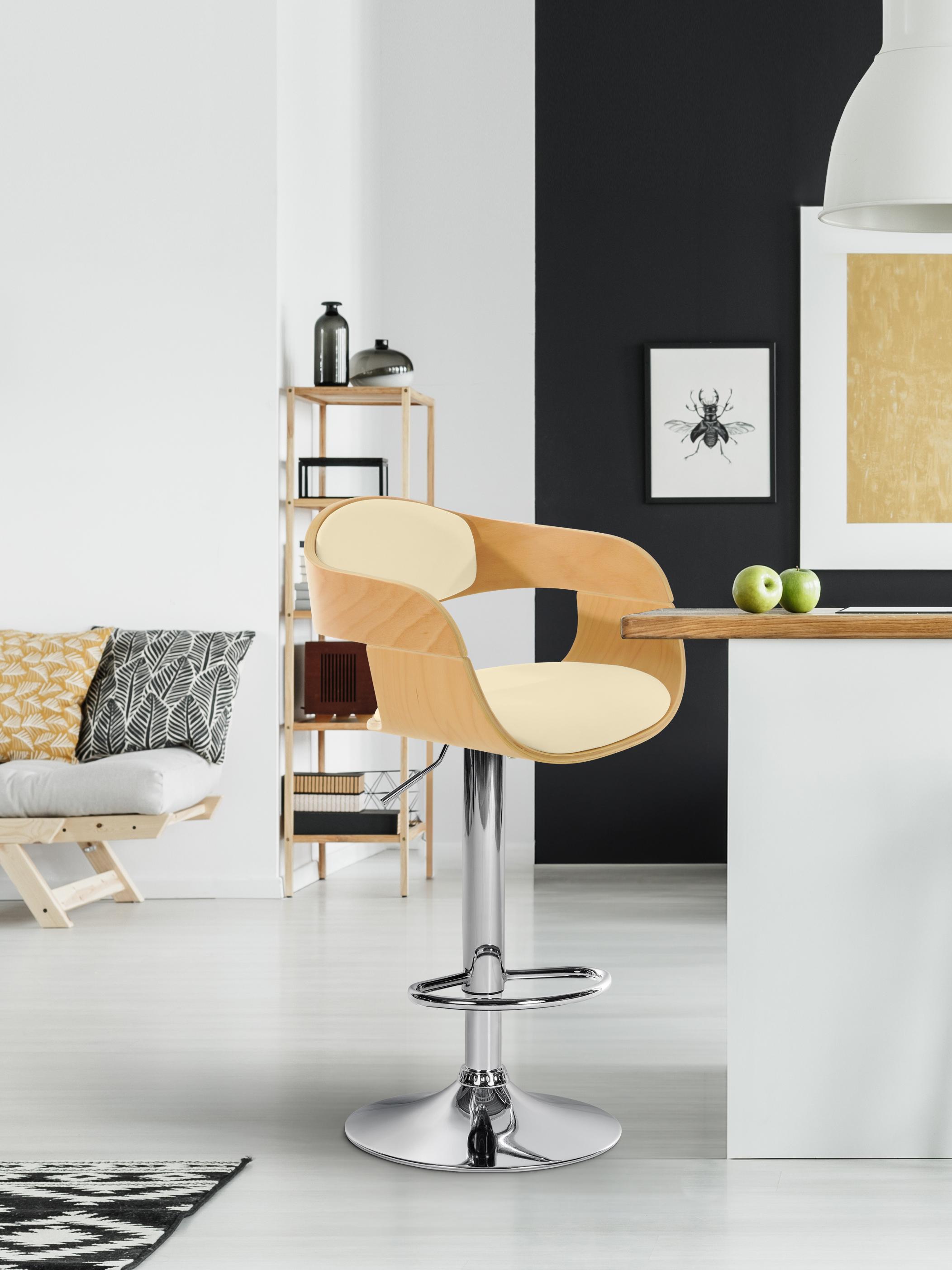 Tabouret de bar Kingston avec Coque en bois Assise en similicuir