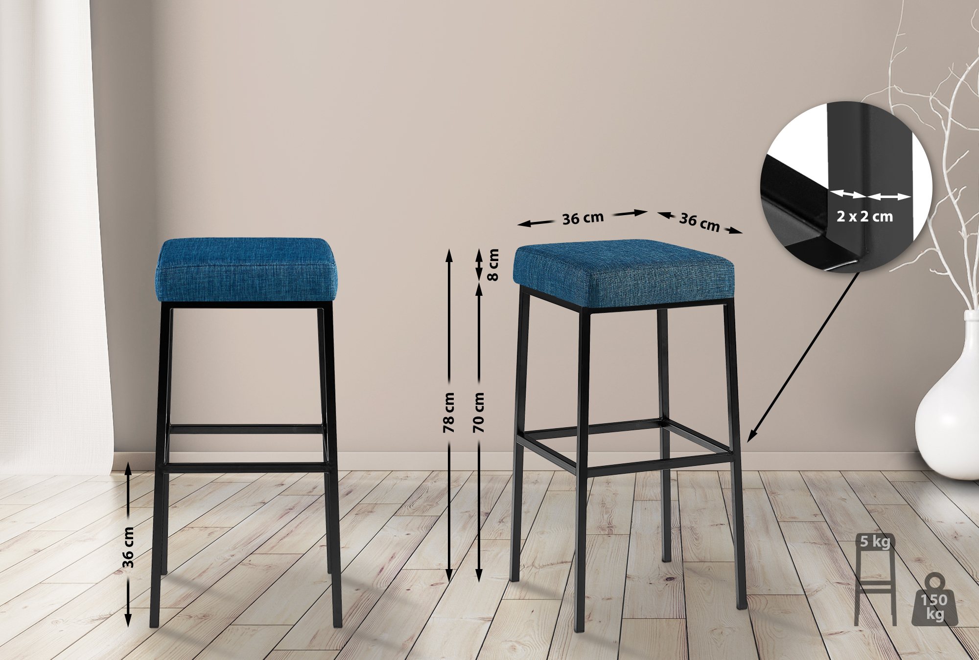 Tabouret de bar Montreal tissu