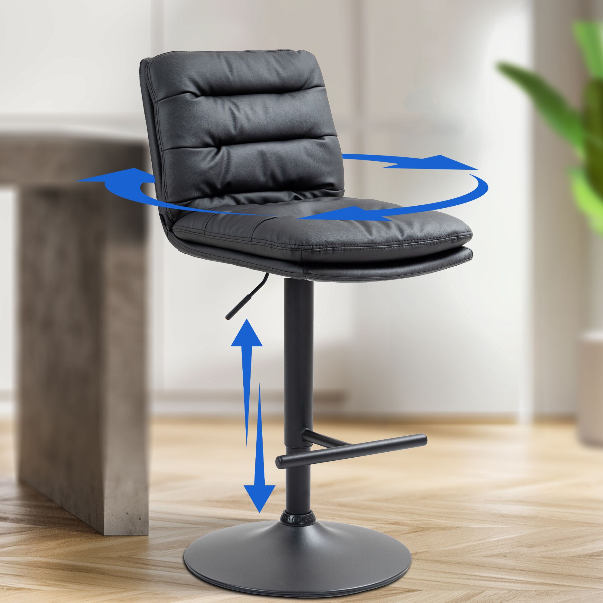 Lot de 2 tabourets de bar Damar en similicuir