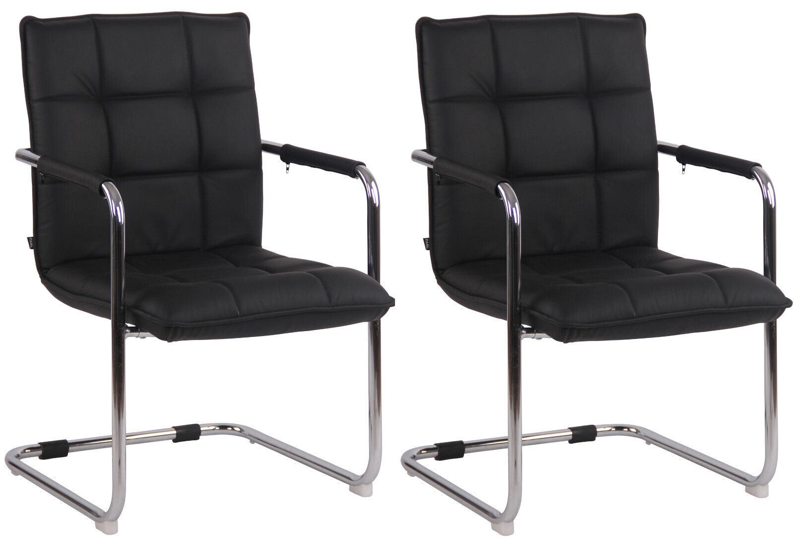 Lot de 2 Chaises Cantilever Gandia en Véritable Cuir et pieds en Métal
