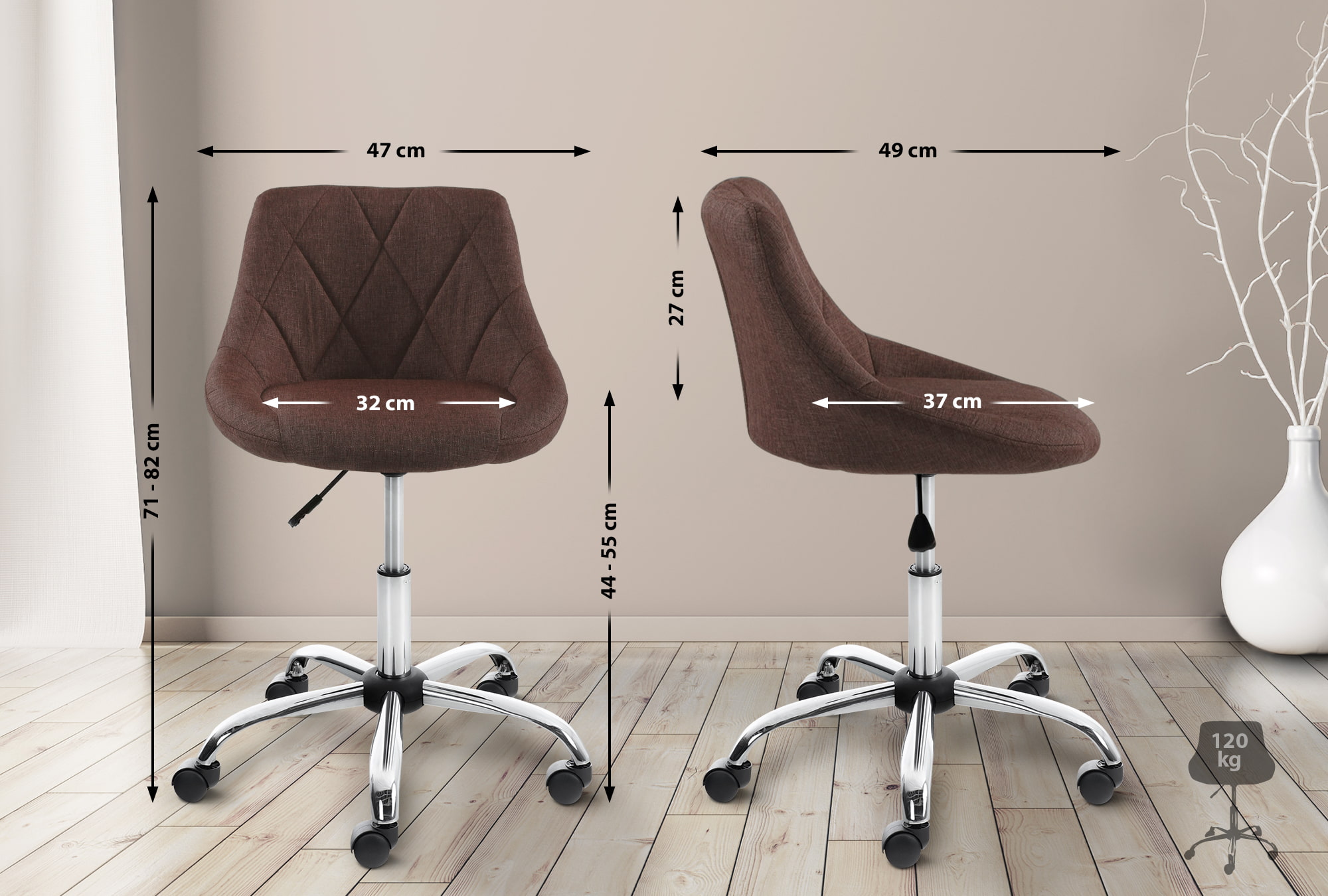 Tabouret de travail Lazio réglable en hauteur et pivotant