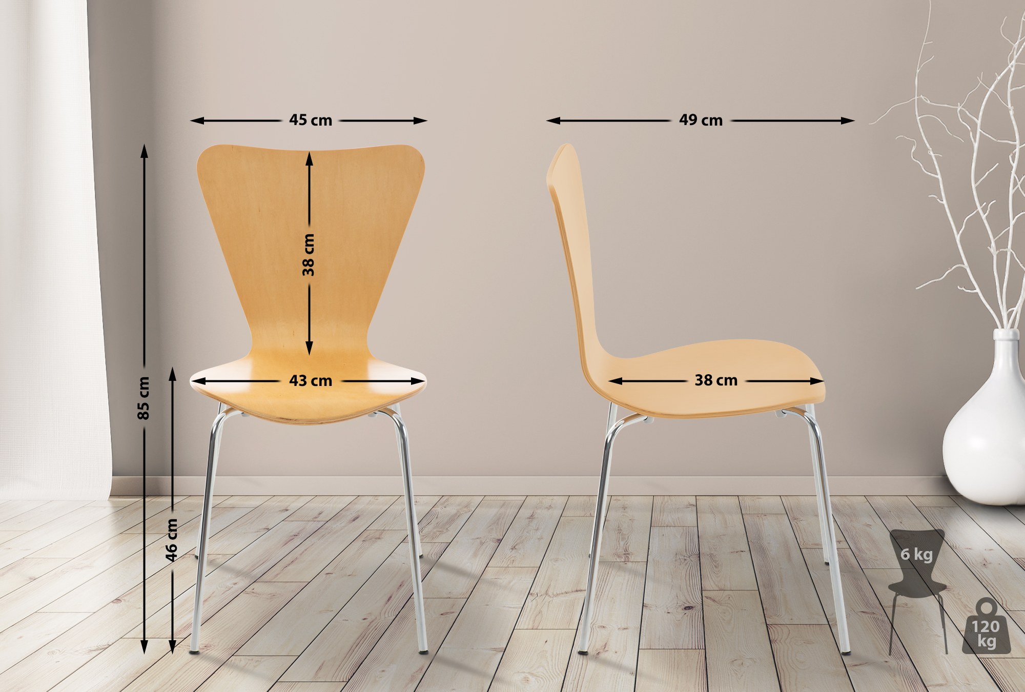 Lot de 16 chaises visiteur empilables Calisto