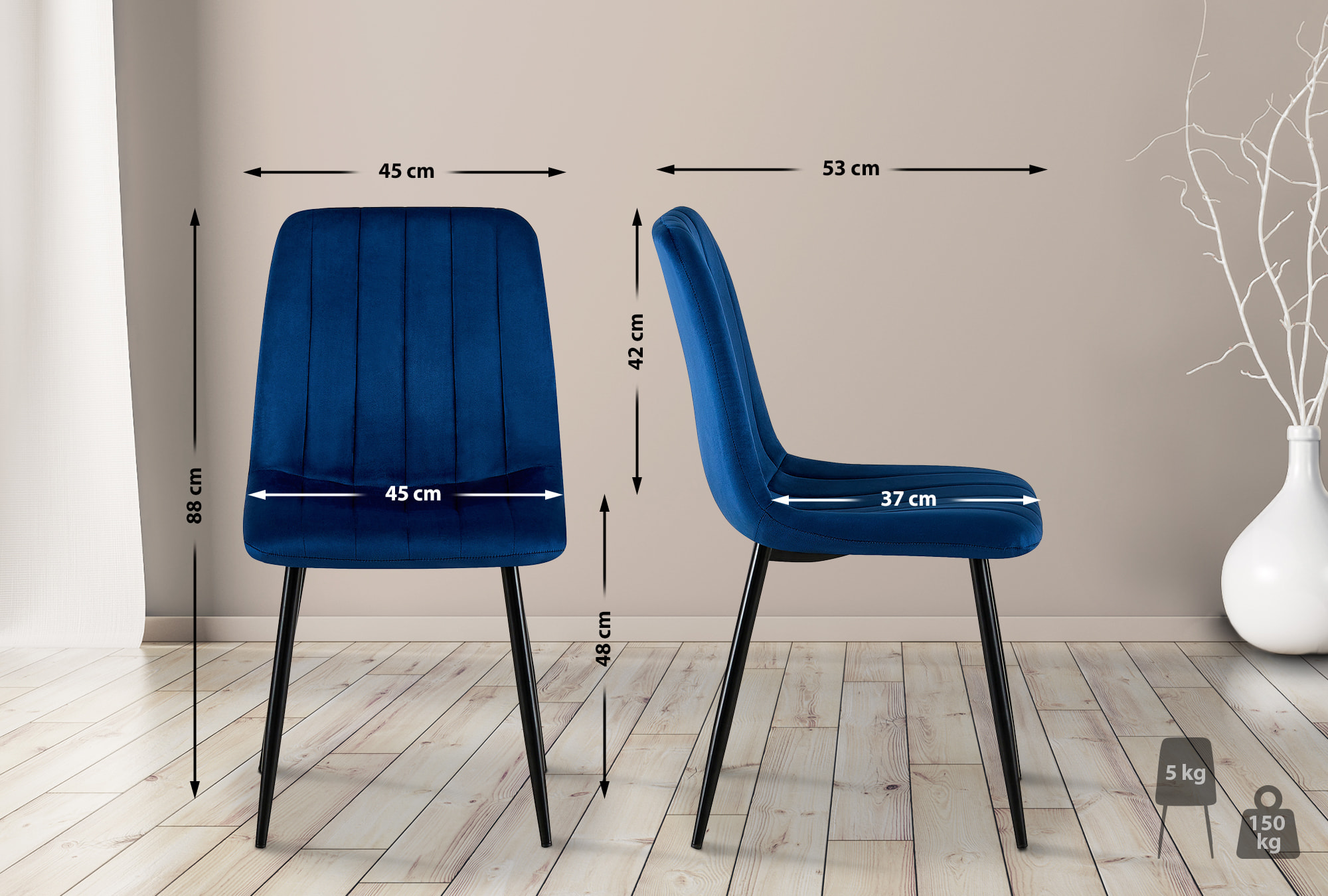 Chaise de salle à manger Dijon avec Piètement en métal noir
