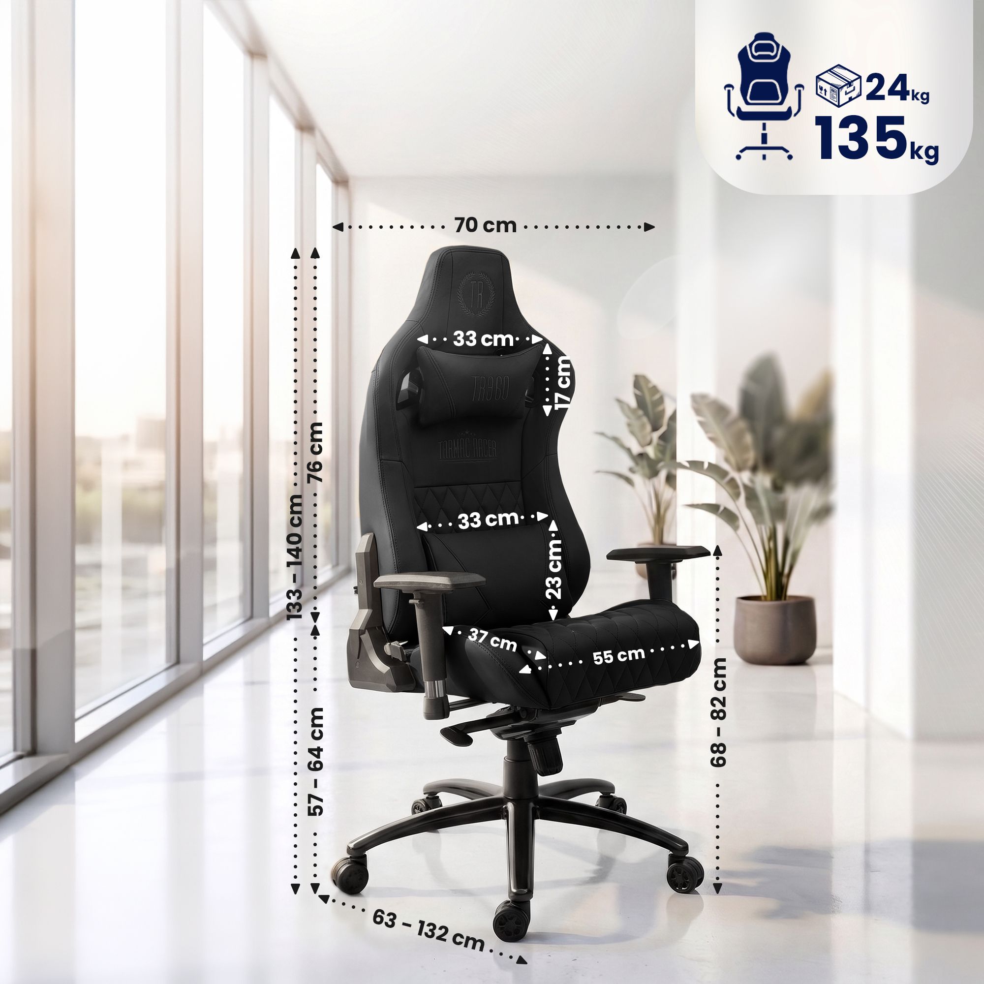Fauteuil de bureau Gamer Keren en véritable cuir