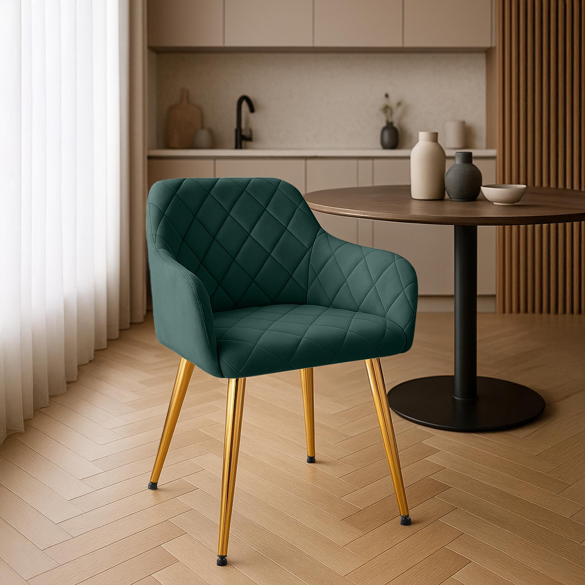 Lot de 2 chaises de salle à manger Monett velours