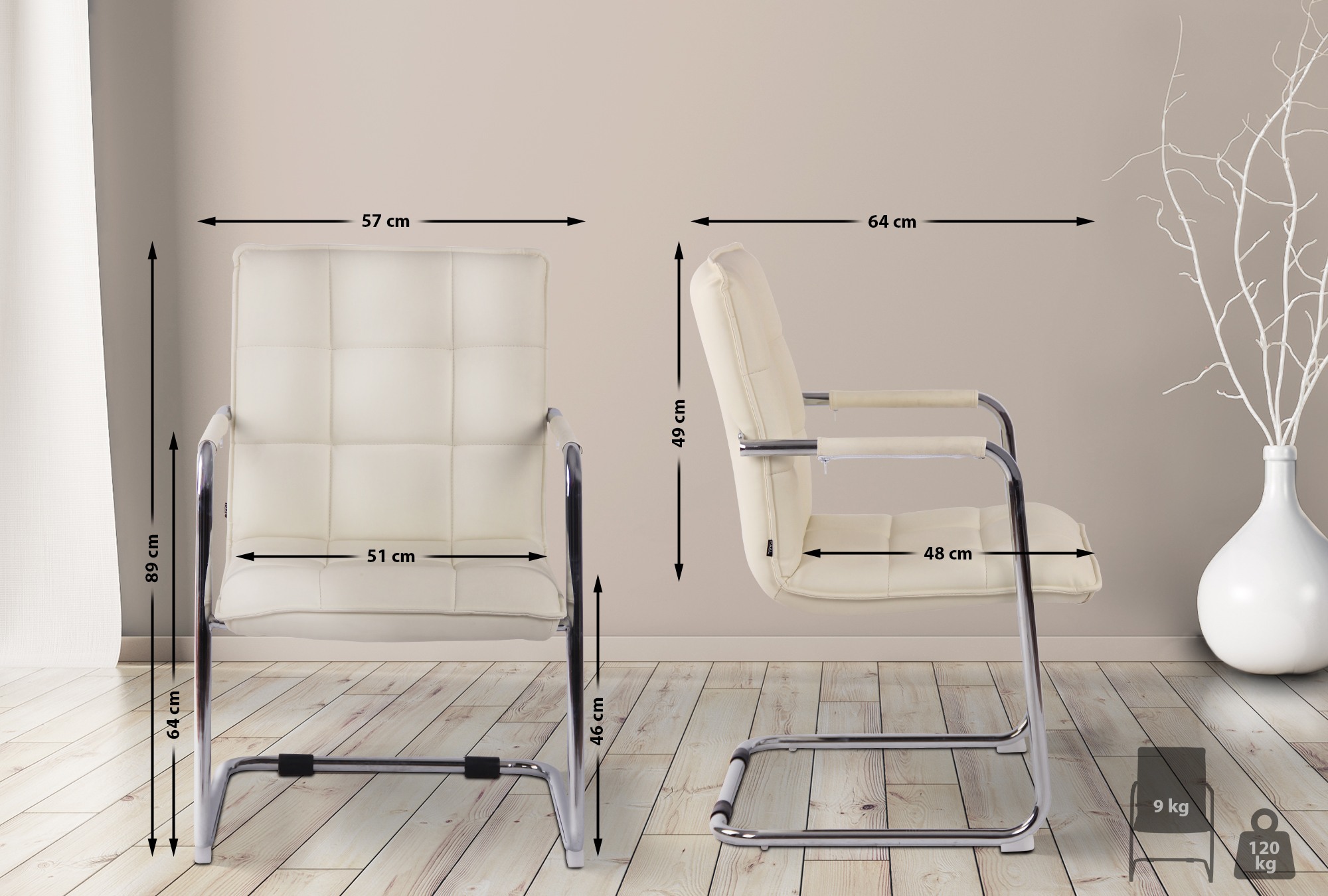Chaise Cantilever Gandia en similicuir