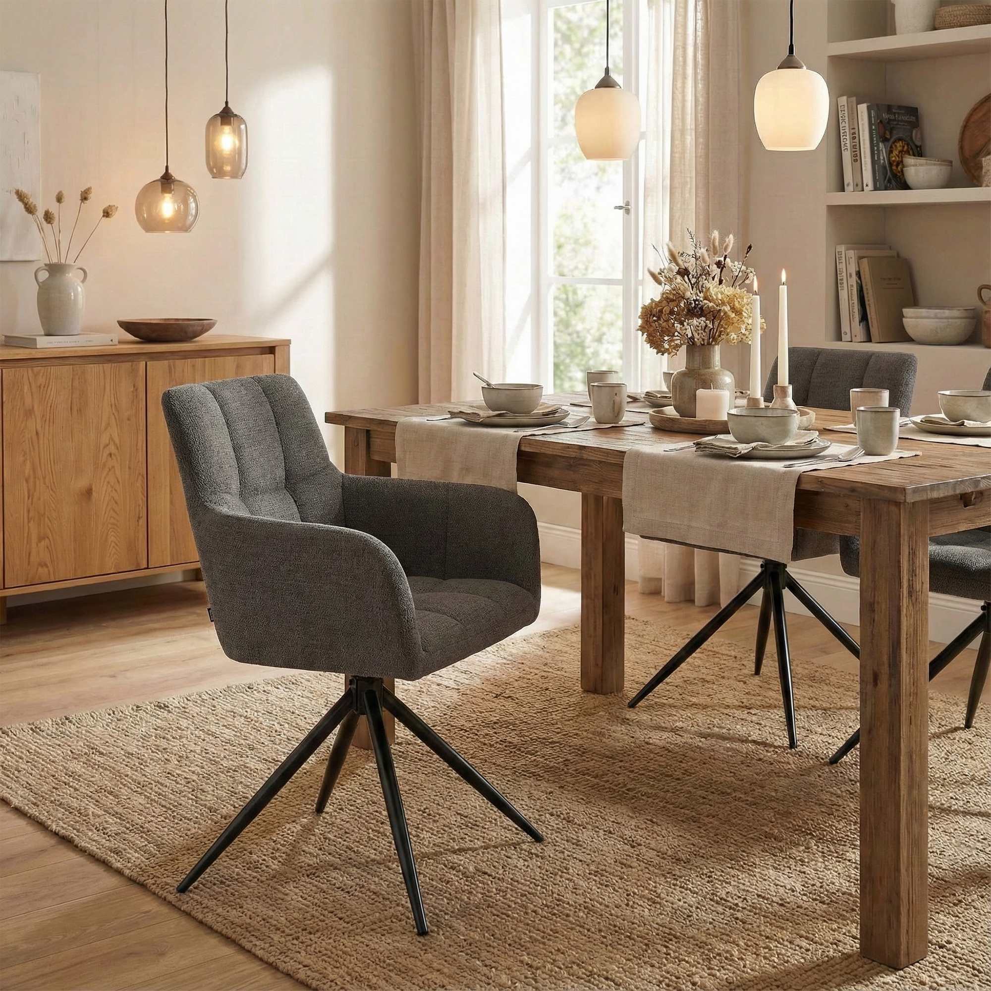Lot de 2 chaises de salle à manger Jonah en tissu