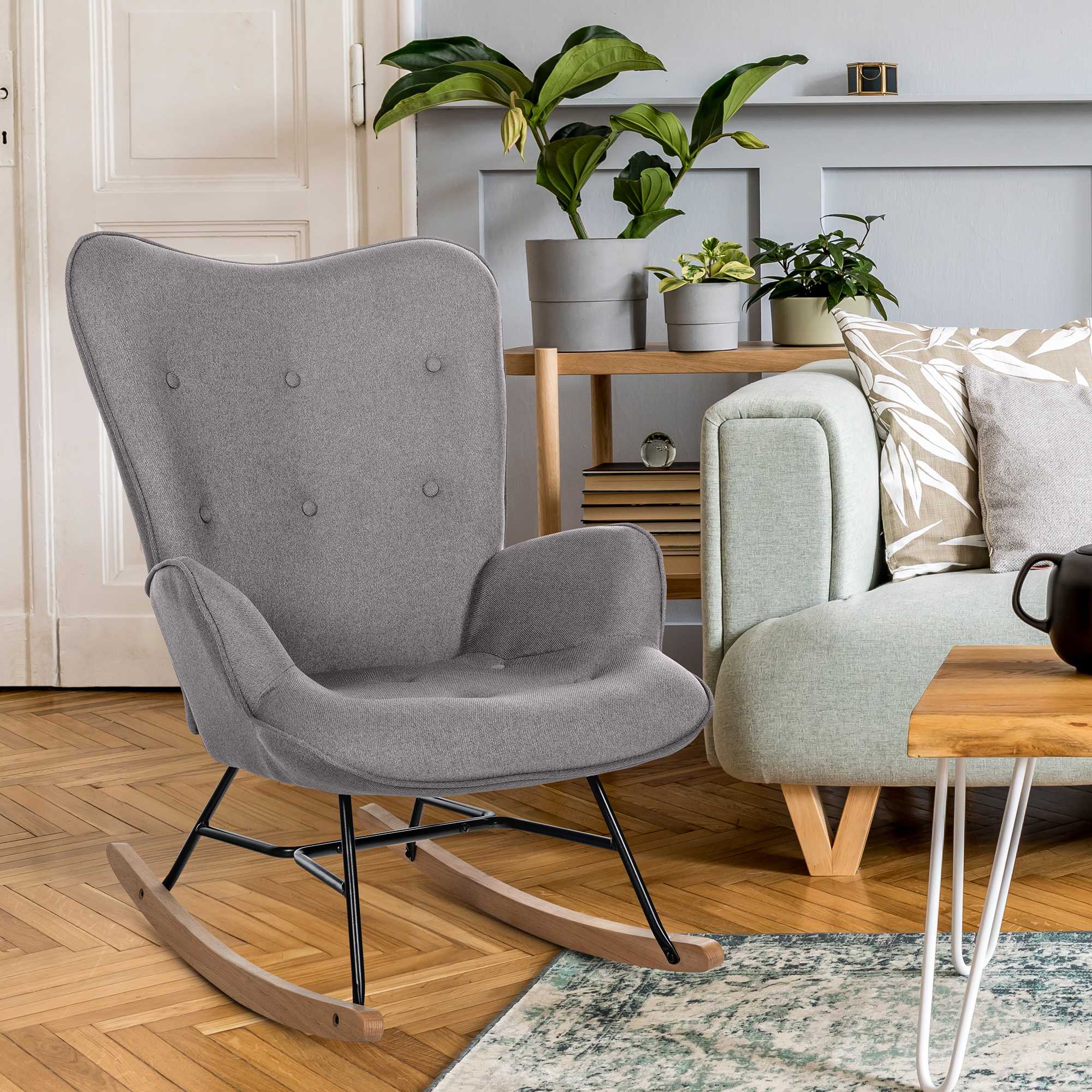 Fauteuil à bascule Sanka en tissu