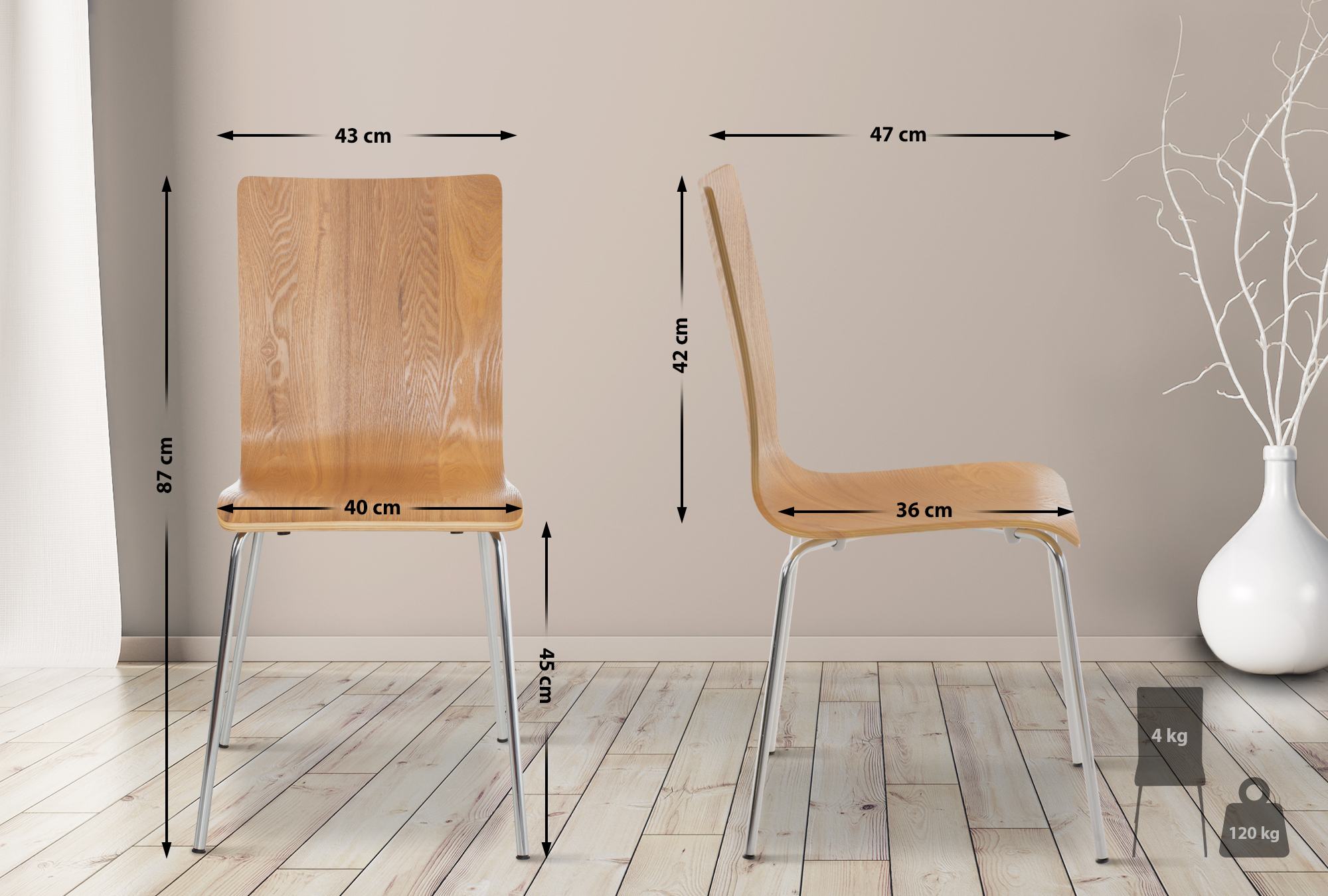 Lot de 8 chaises en bois Pepe