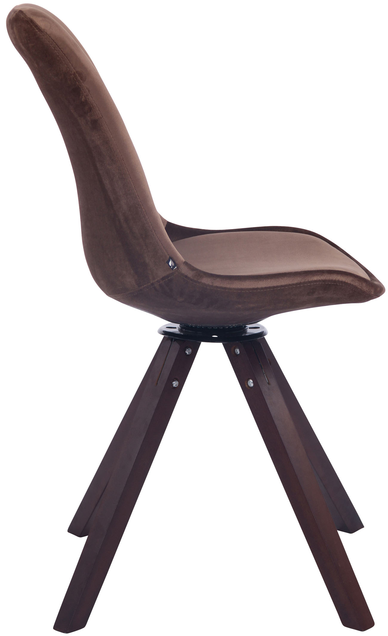 Chaise visiteur Troyes en velours avec piétement Carré en bois de hêtre ou de chêne