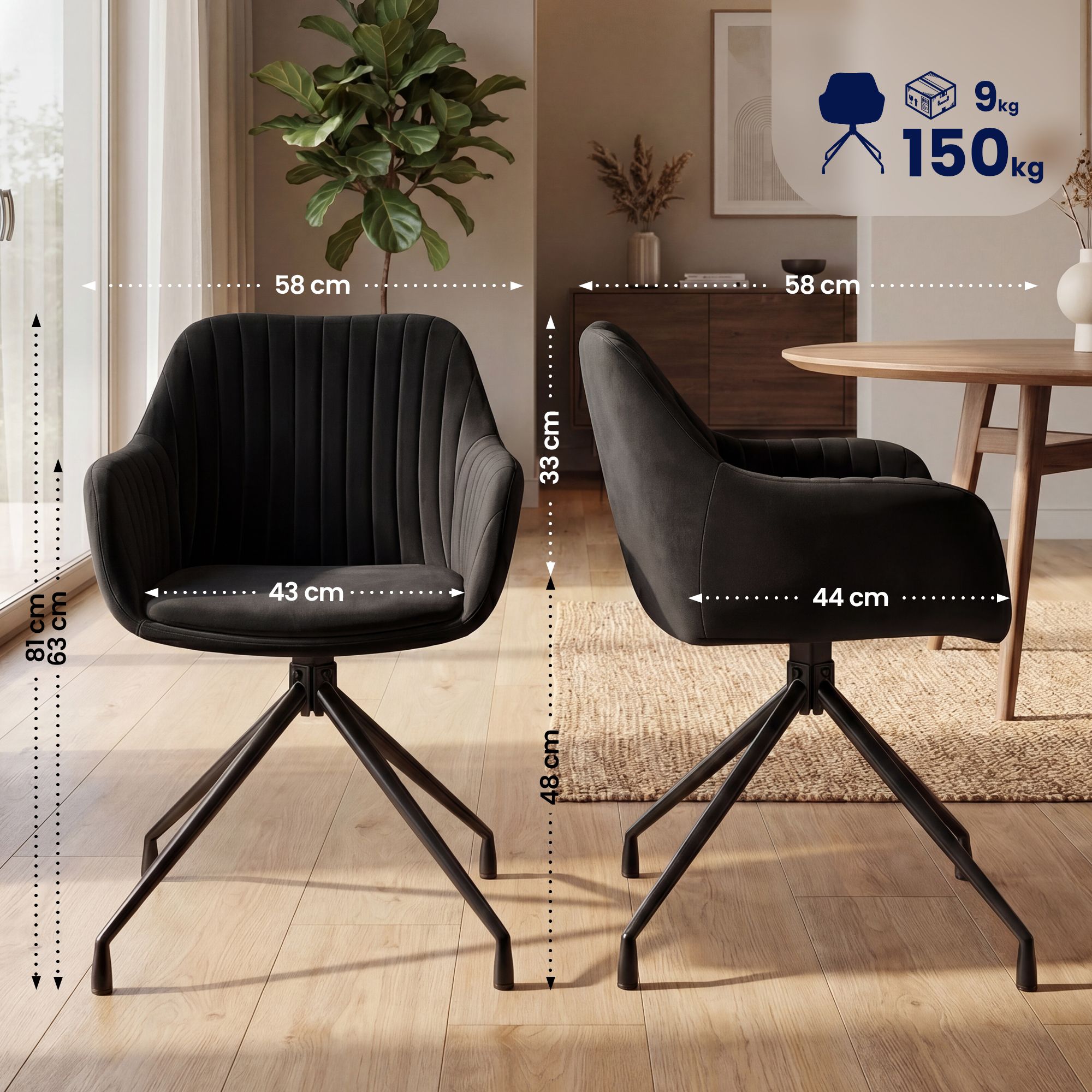 Lot de 2 Chaises de Salle à Manger Welby