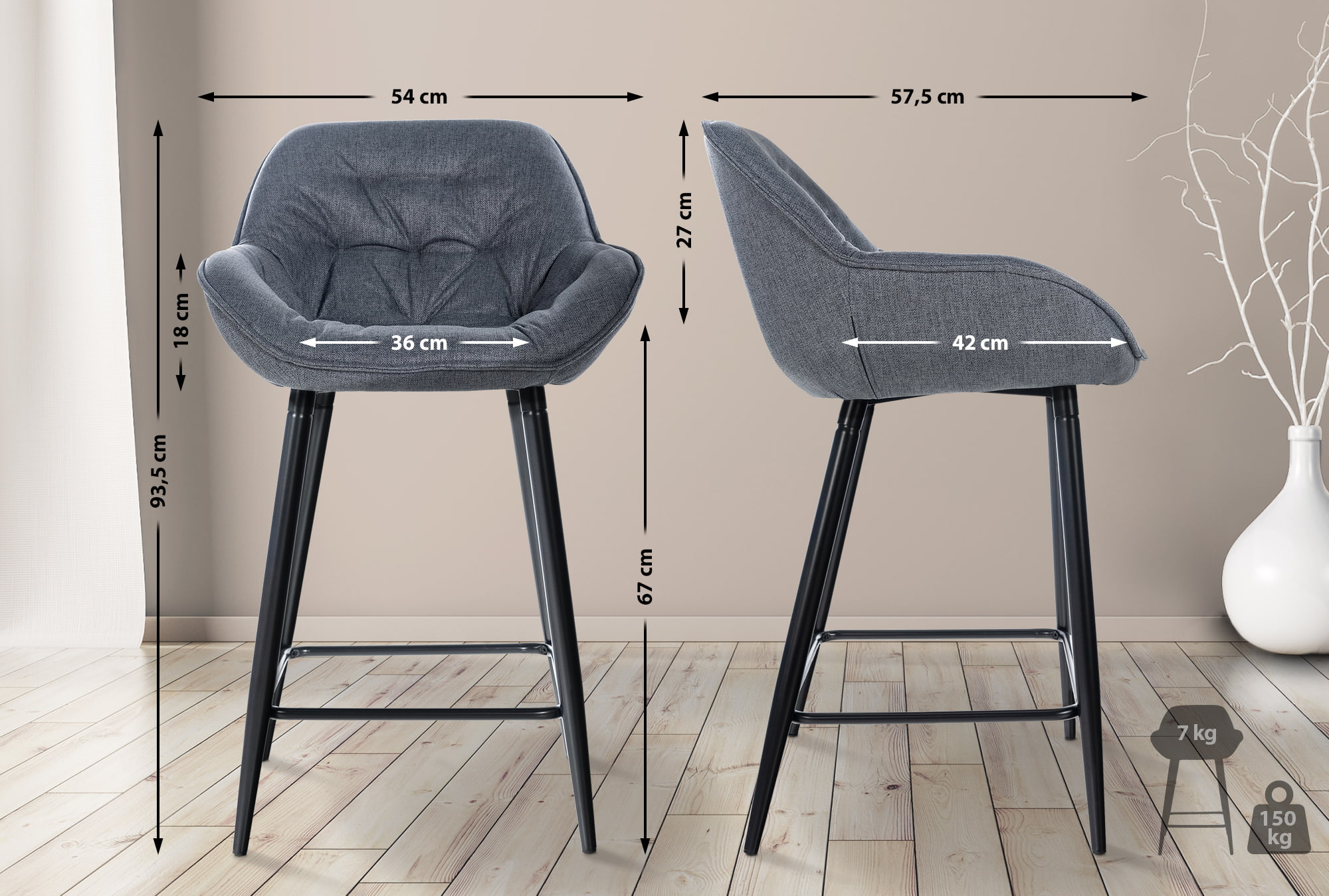 Tabouret de bar Gibson avec Pieds en Métal