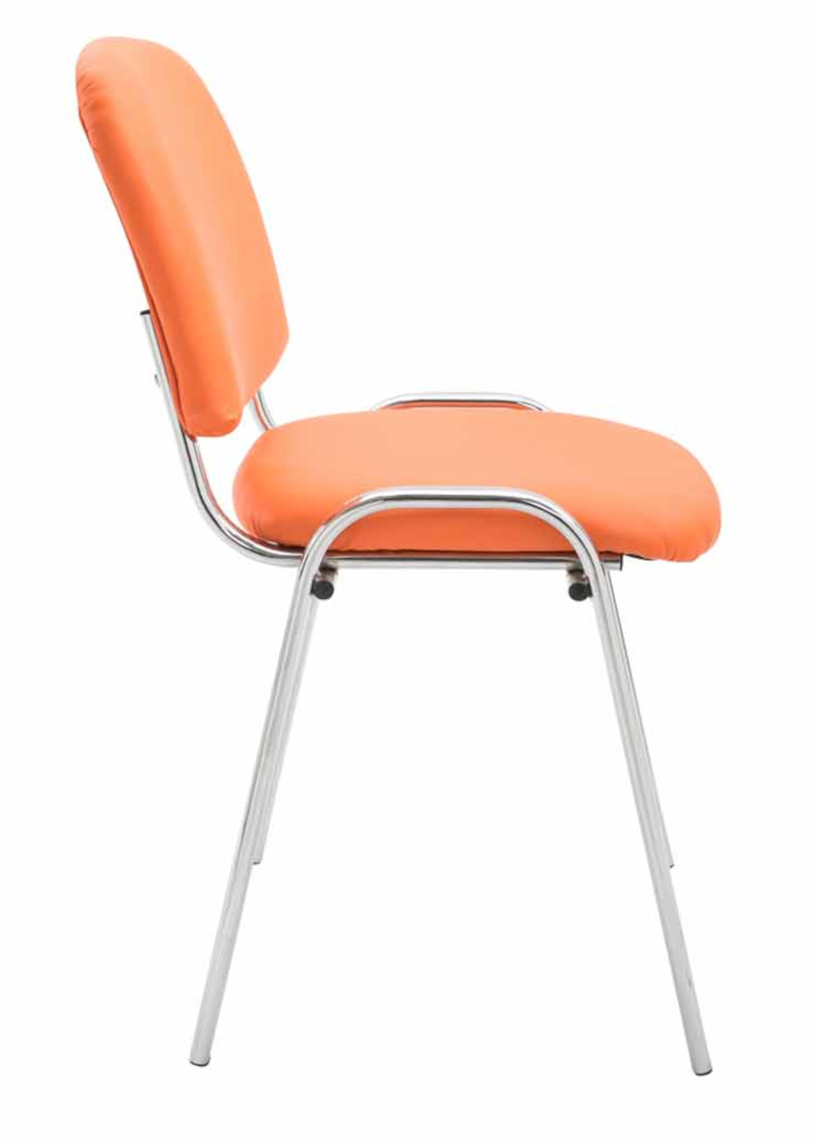 Lot de 4 Chaises de visiteur Ken en similicuir et pieds en métal chromé