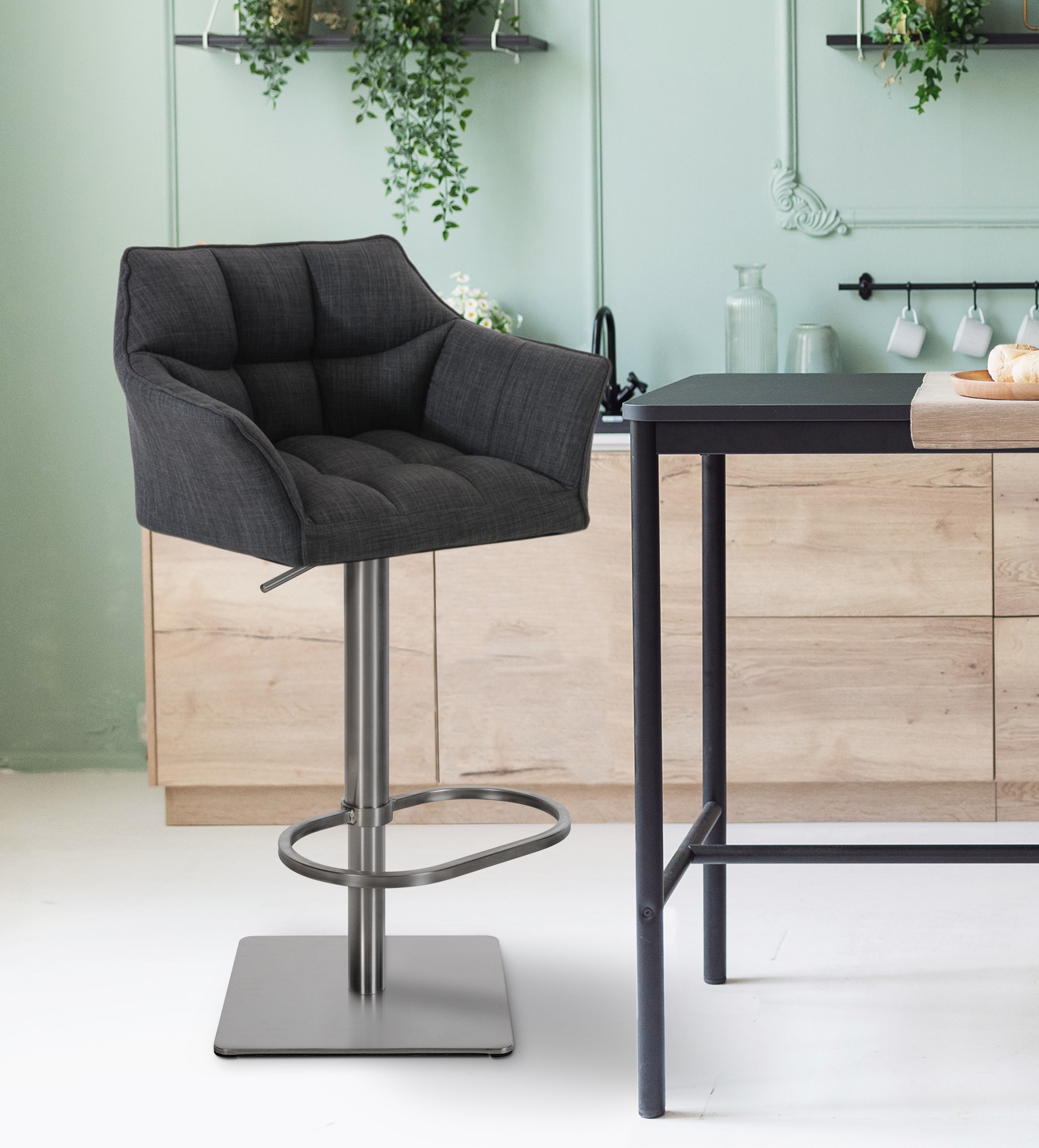 Tabouret de bar Damaso avec revetement en tissu