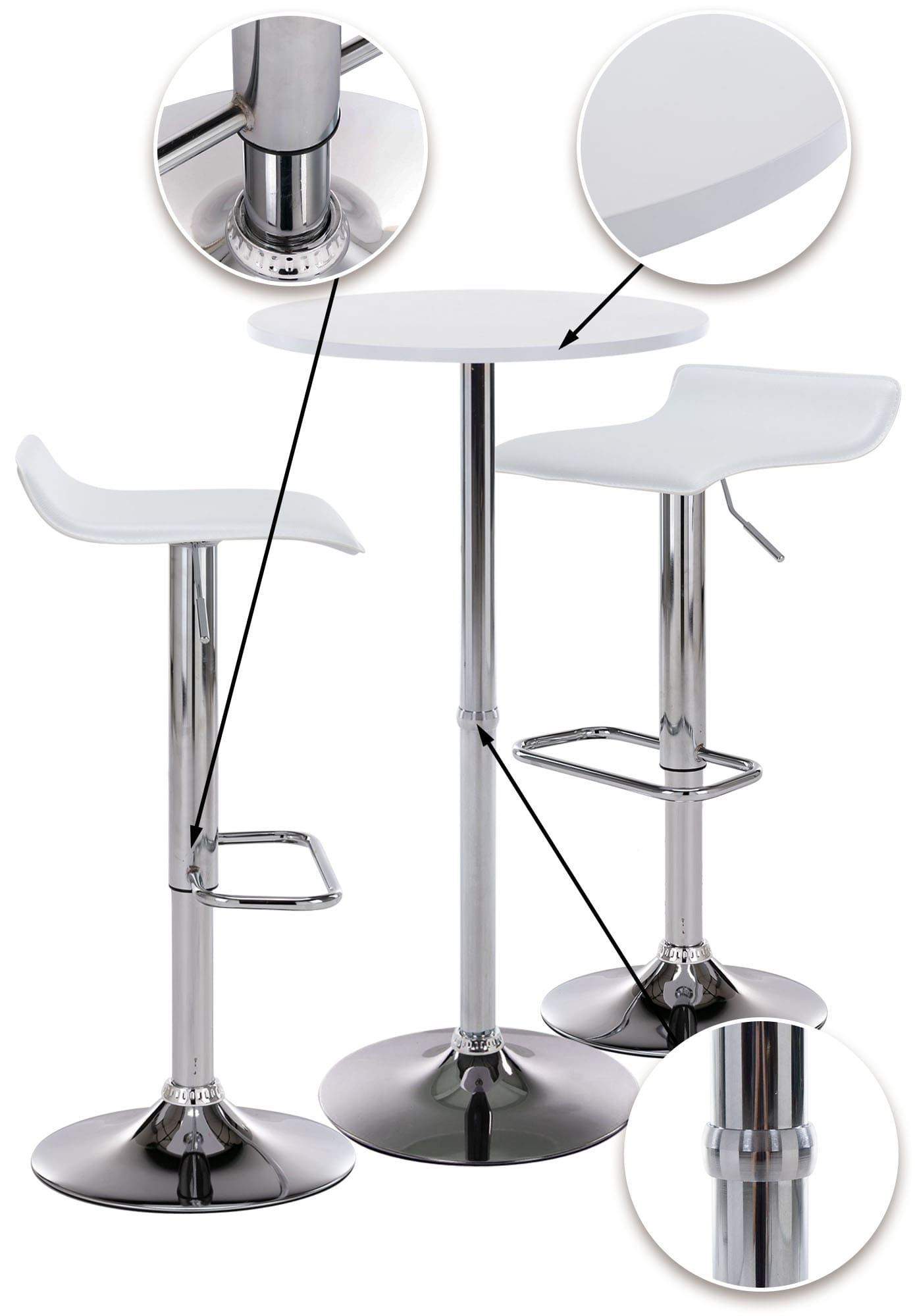 Ensemble de bar Esberg avec 1 Table haute et 2 tabourets de bar