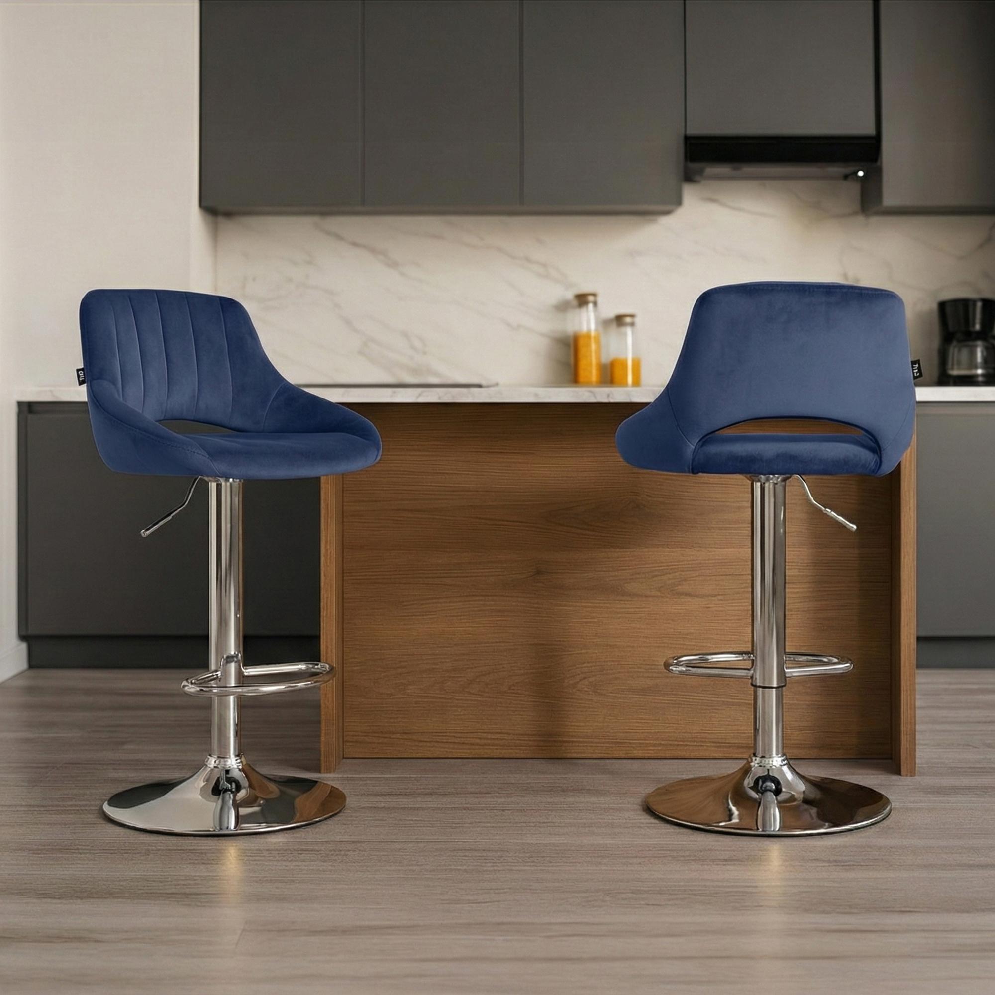 Lot de 2 tabourets de bar Milet en velours