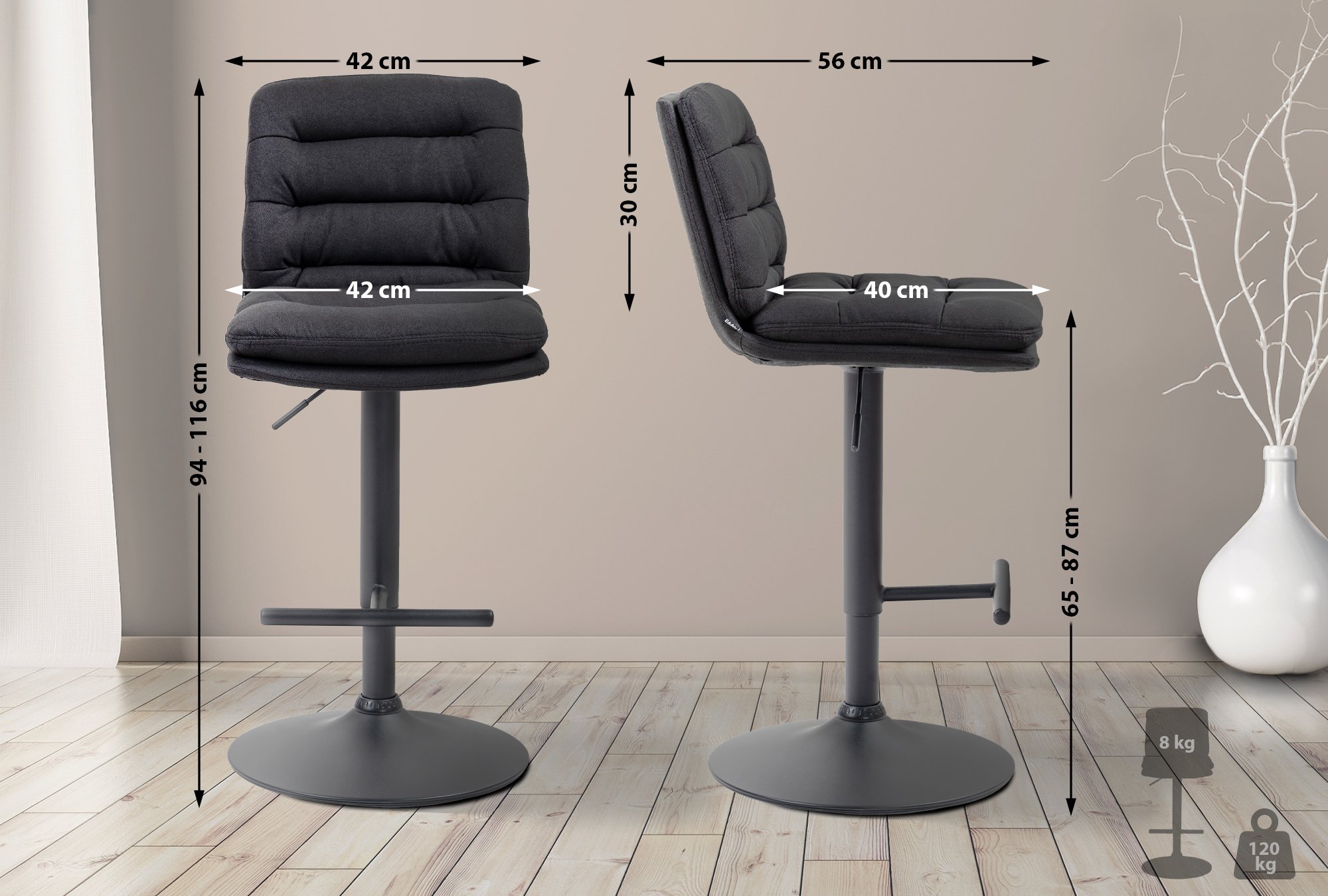 Tabouret de bar Damar Tissu