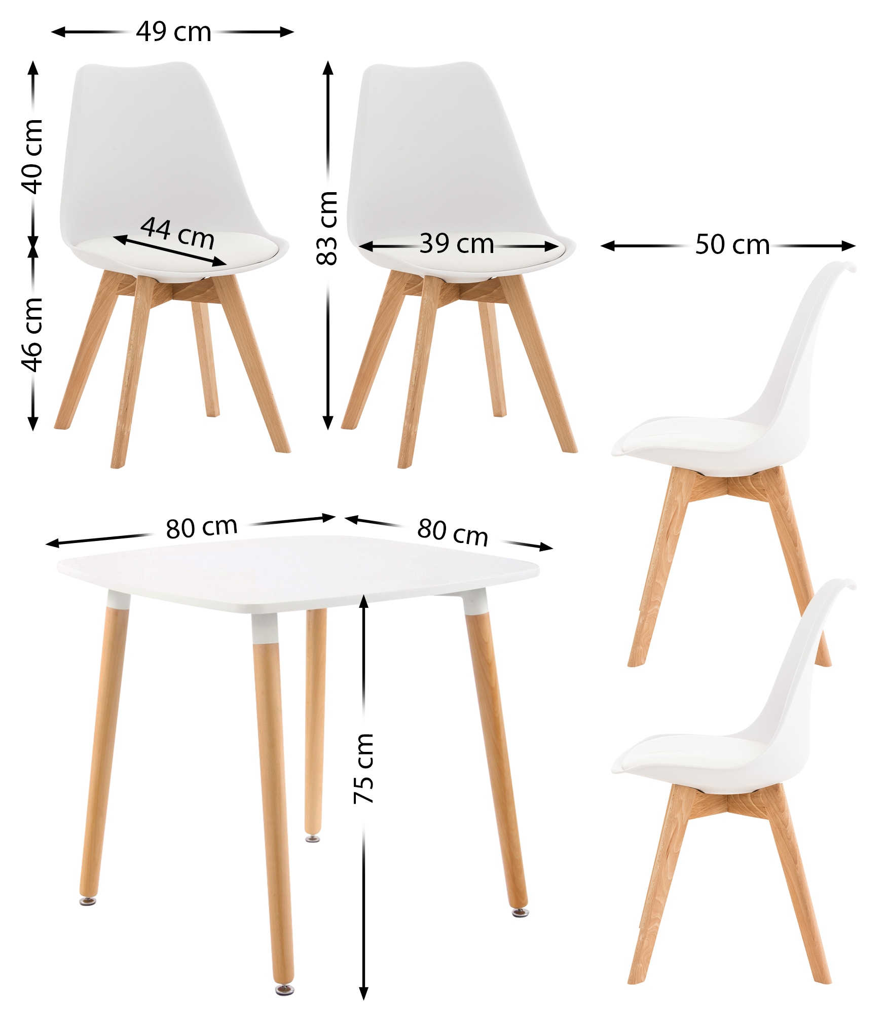 Ensemble de salle à manger Liborg avec 1 Table et 4 chaises
