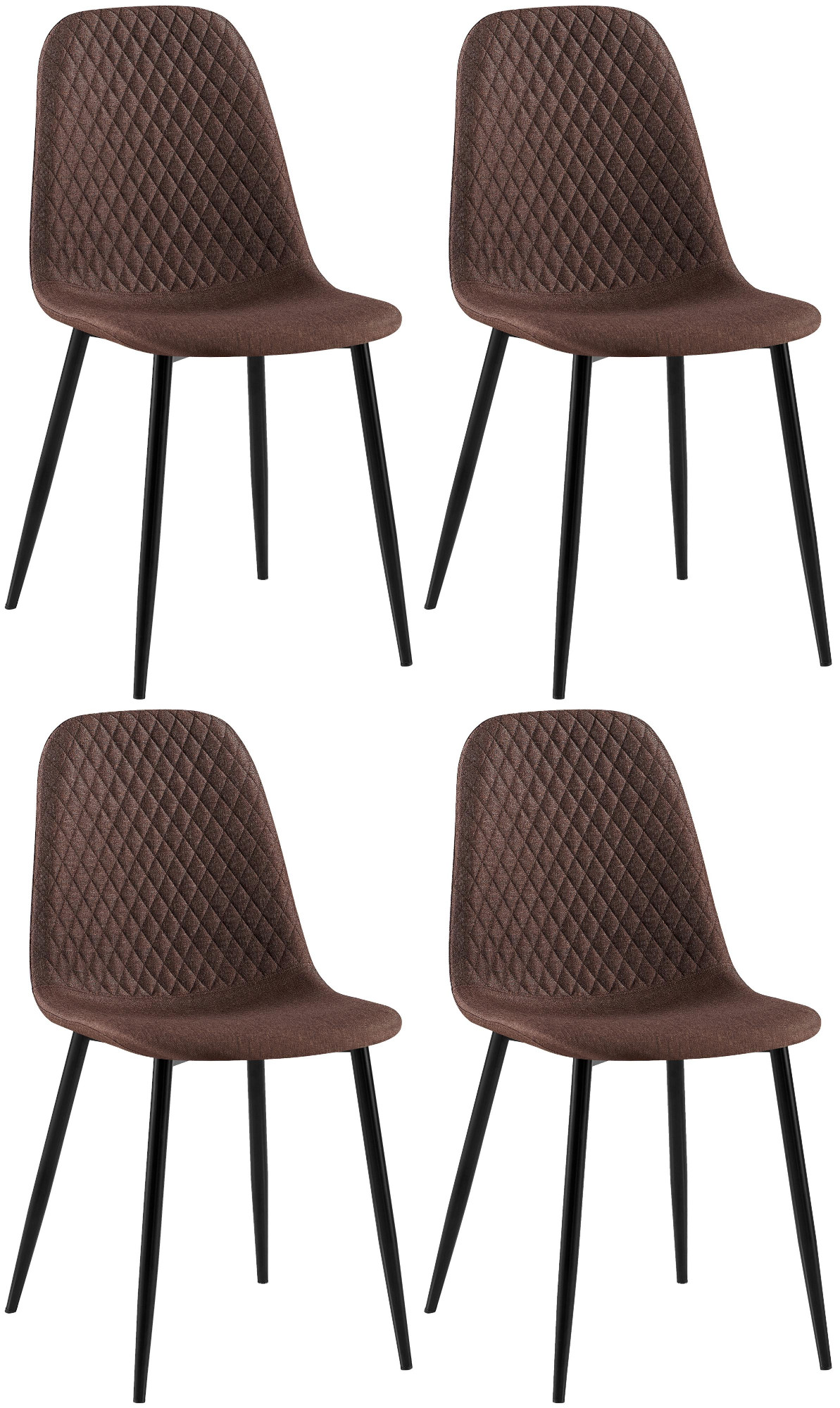 Lot de 4 Chaises de salle à manger Giverny avec Piètement en métal noir