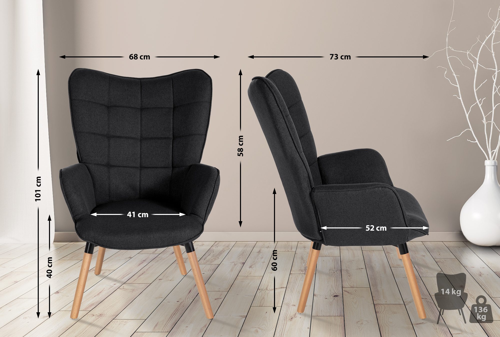 Fauteuil Garding Tissu