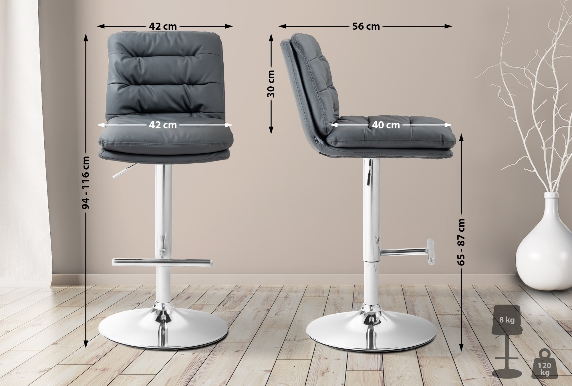 Tabouret de bar Damar similicuir