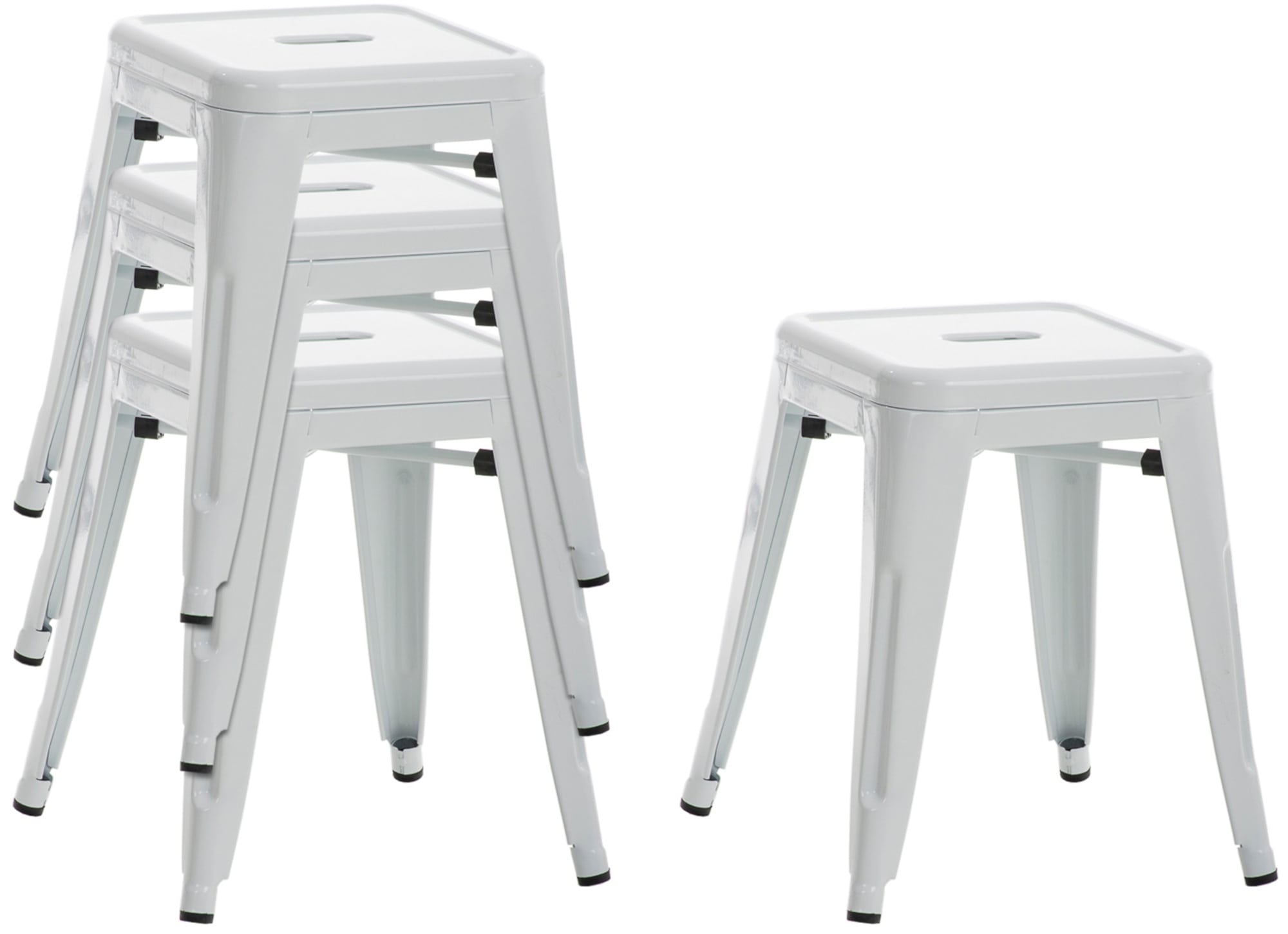Lot de 4 tabourets bas au style industriel Armin en métal