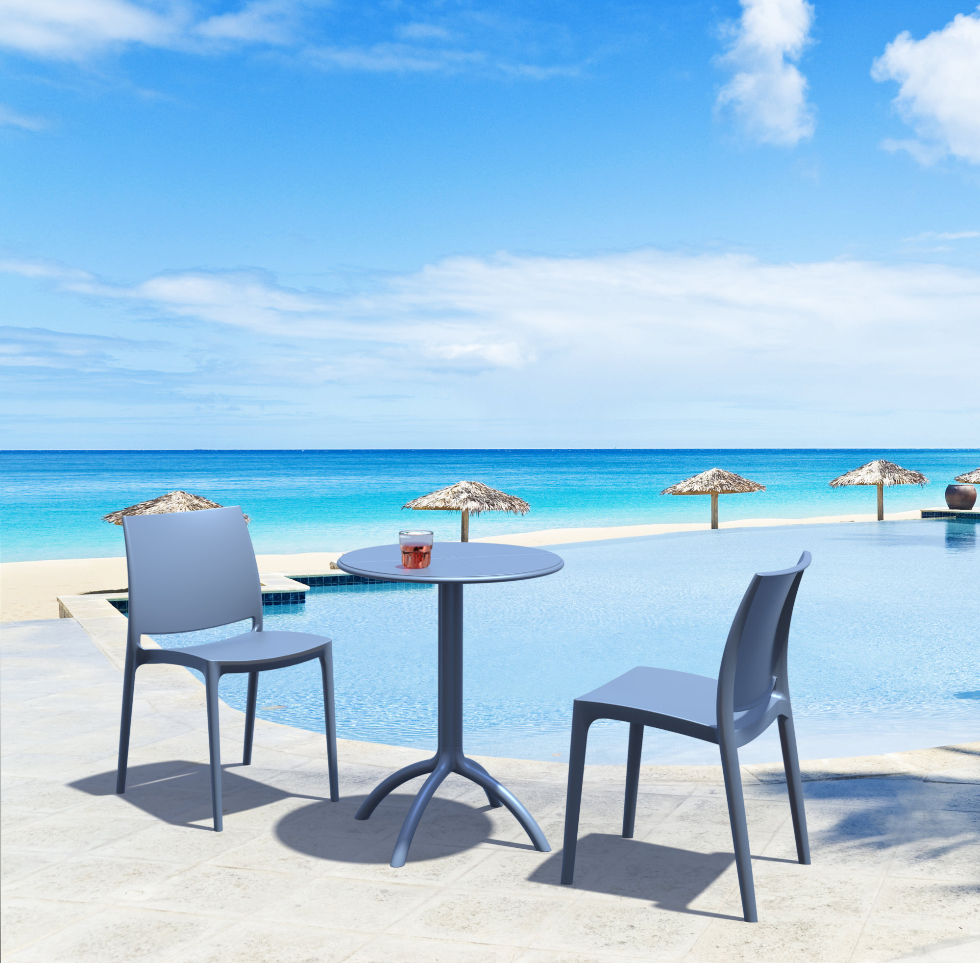 Lot de 2 chaises de jardin empilables Maya en plastique