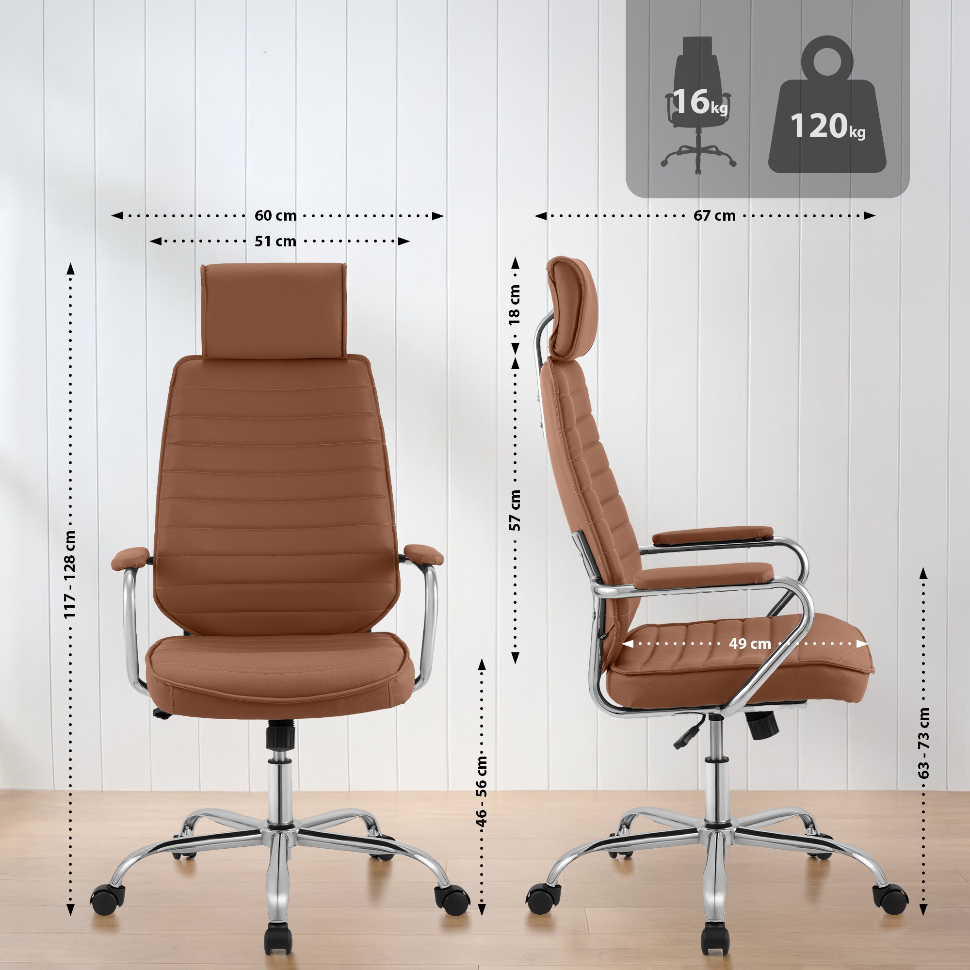 Chaise de Bureau Rako en Cuir Synthétique
