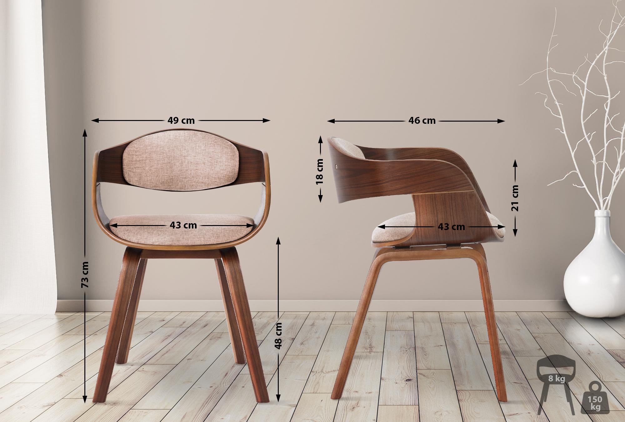 Lot de 2 chaises de salle à manger Kingston en Tissu