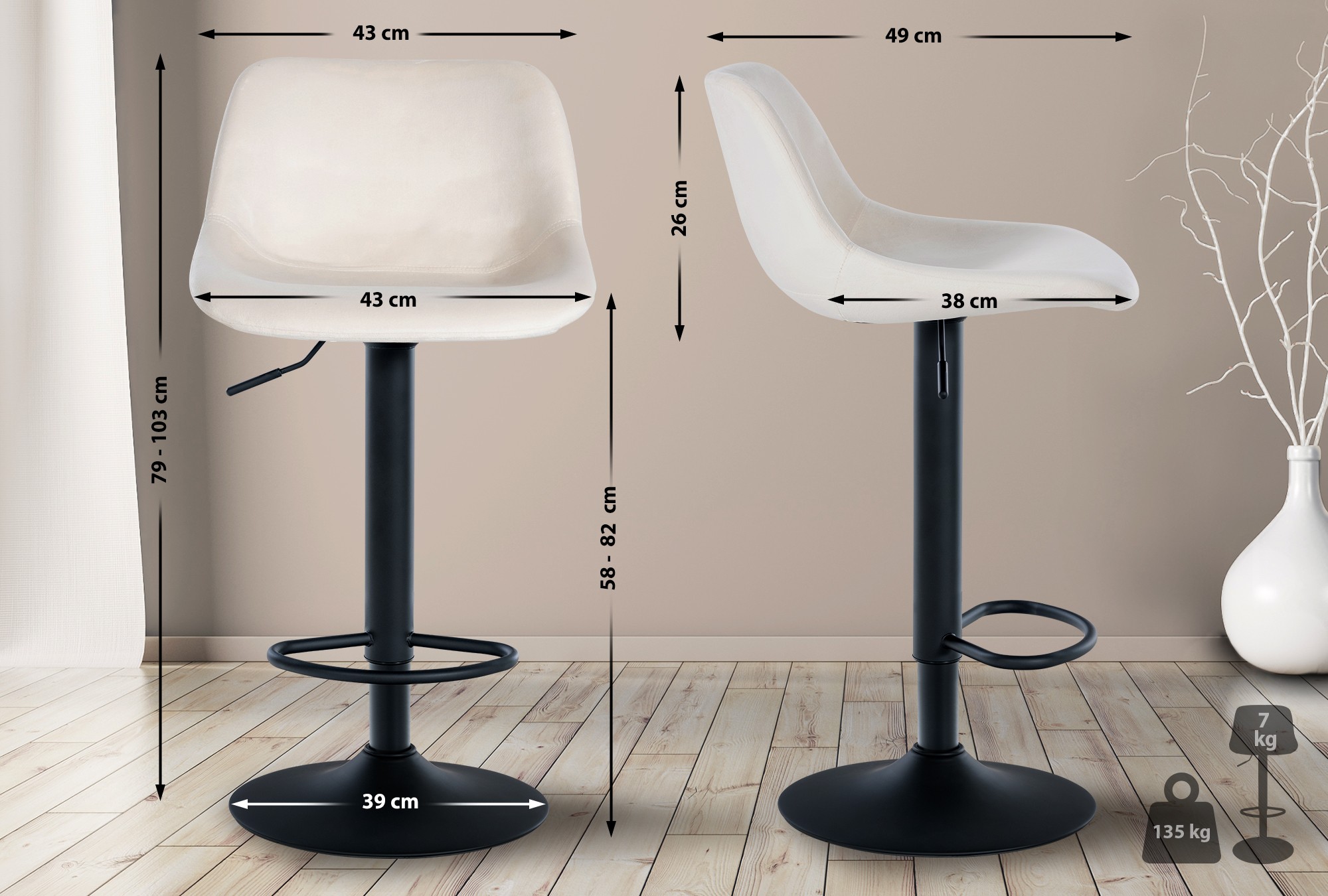 Lot de 2 tabourets de bar Loft