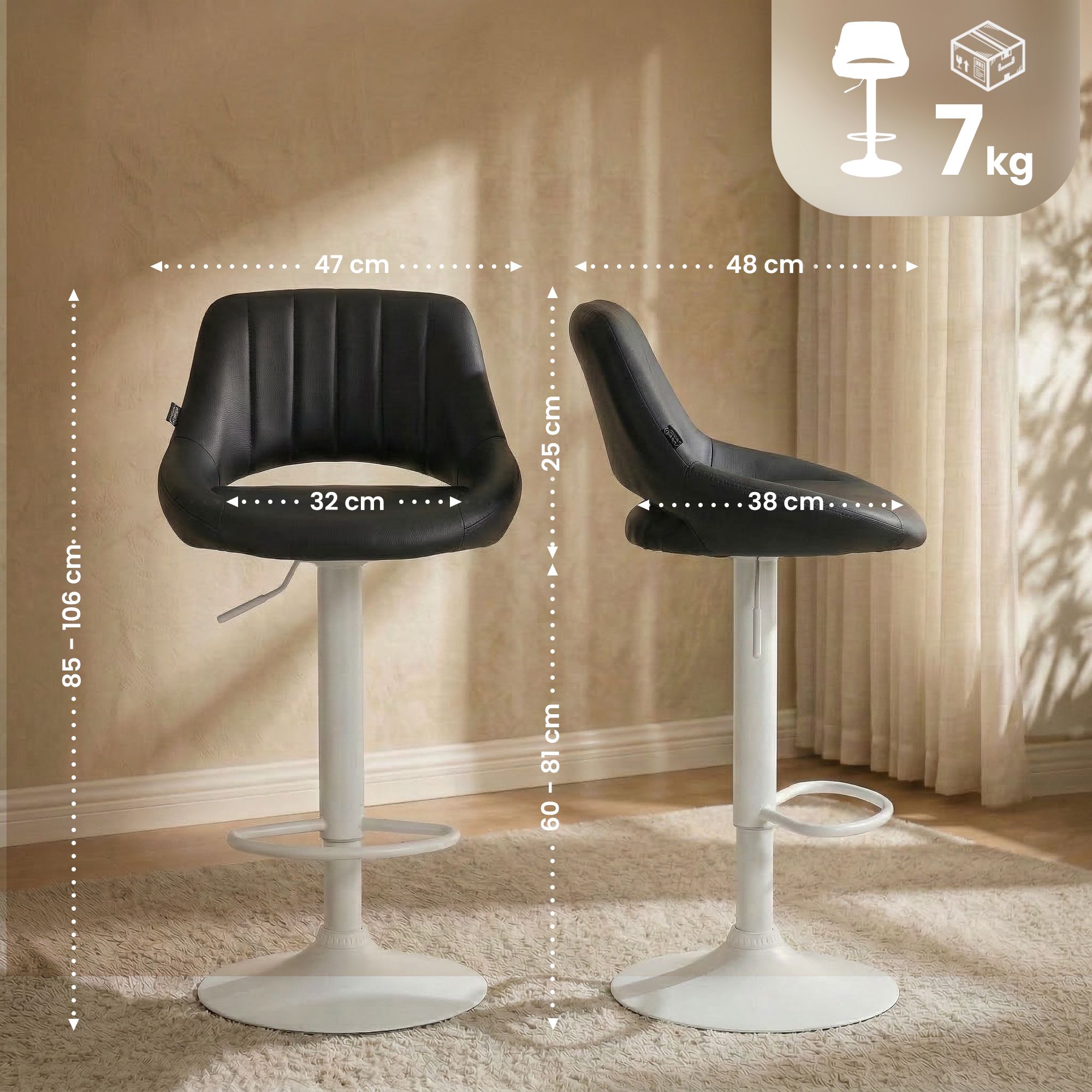Lot de 2 tabourets de bar Milet en similicuir
