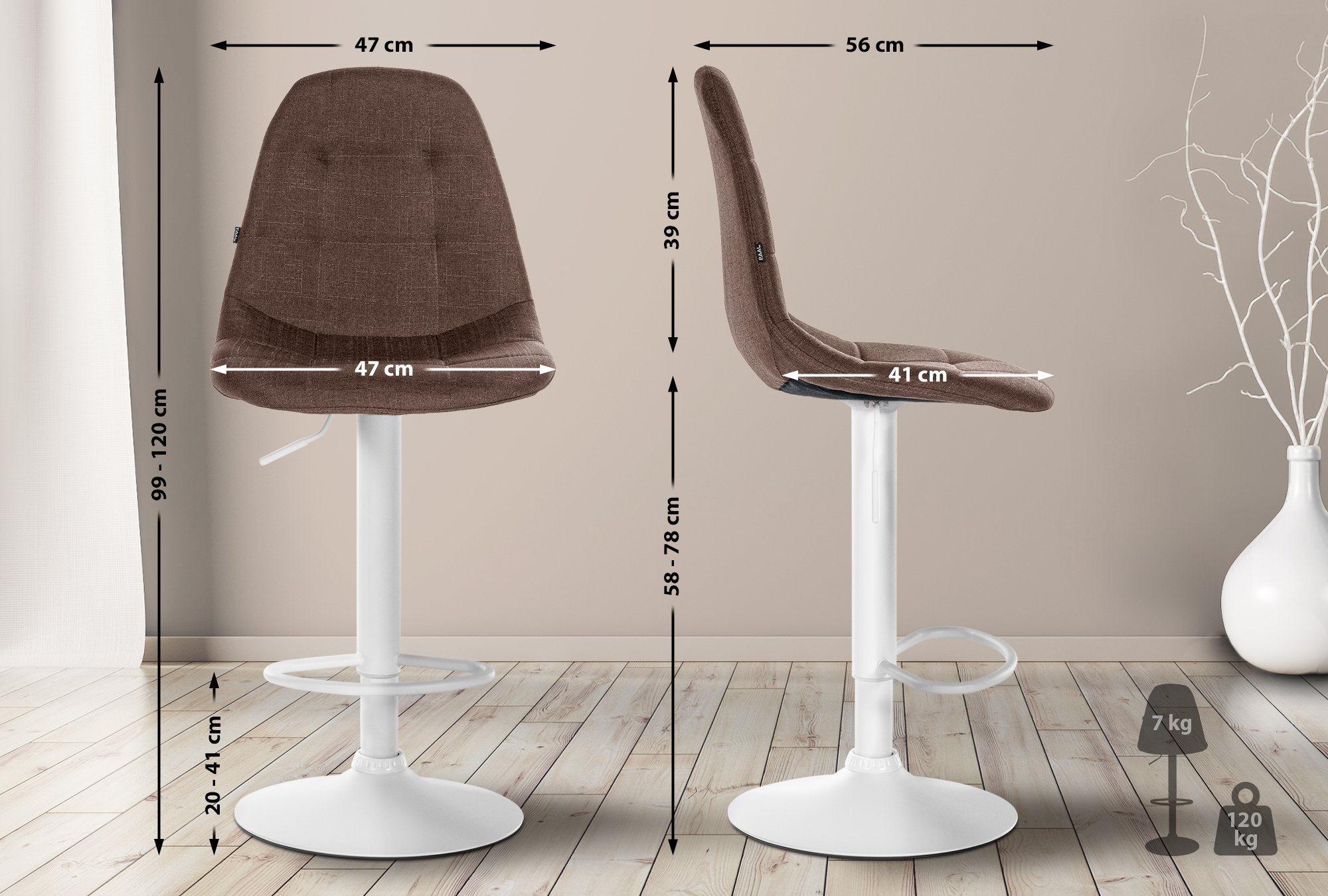 Tabouret de bar Elmore Tissu