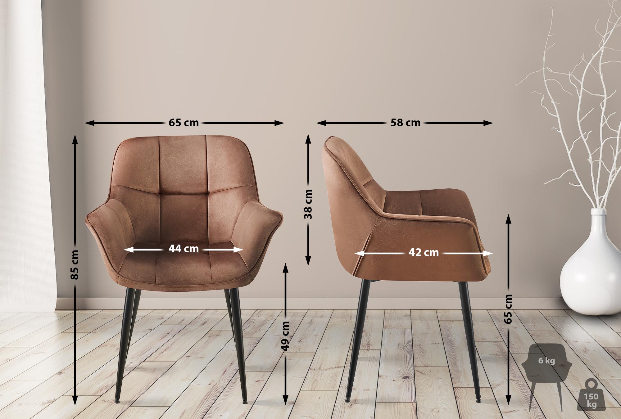 Lot de 2 chaises de salle à manger Roseville velours
