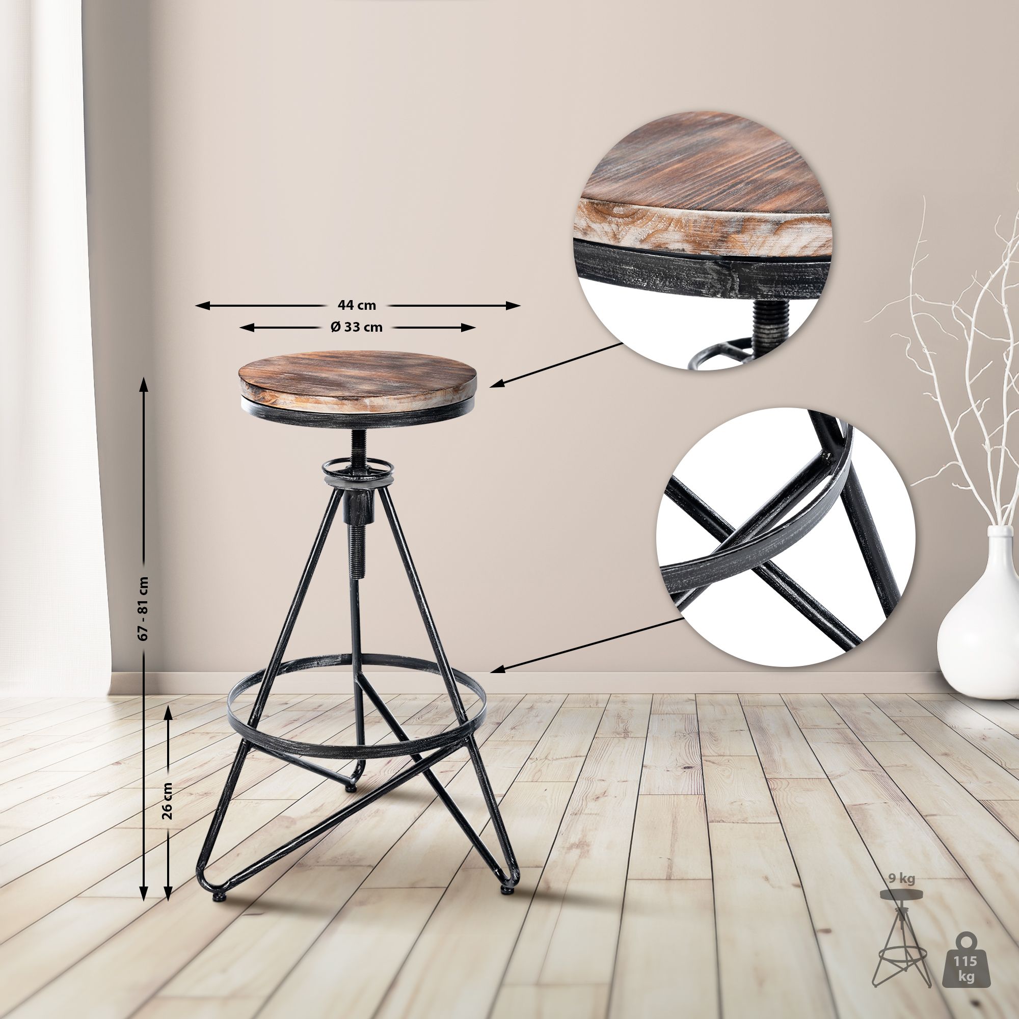 Lot de 2 tabourets de bar Karla