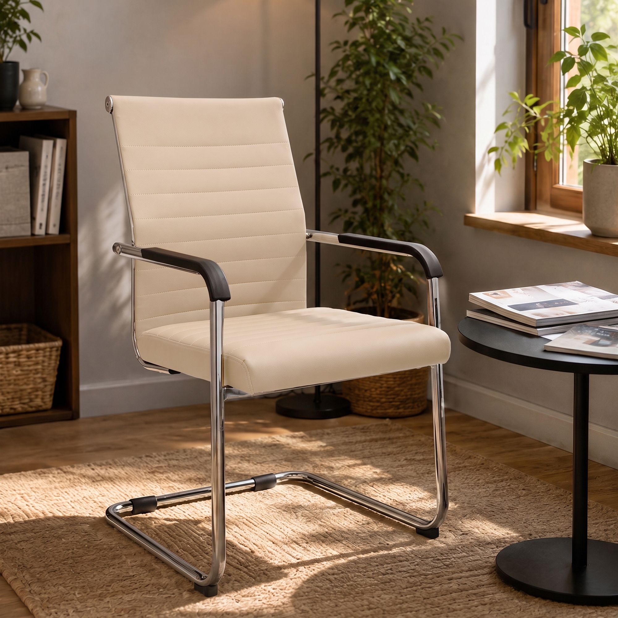 Chaise cantilever Hakon aspect cuir