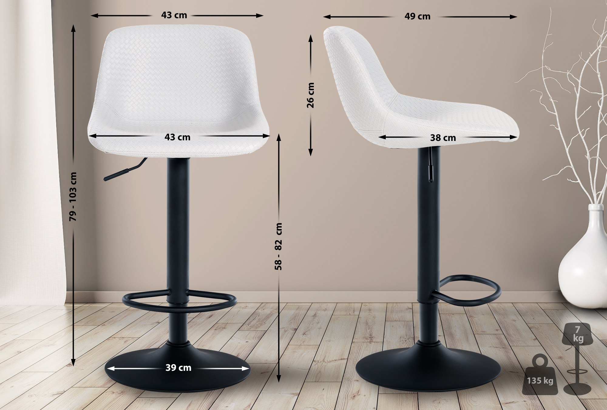 Lot de 2 tabourets de bar Loft