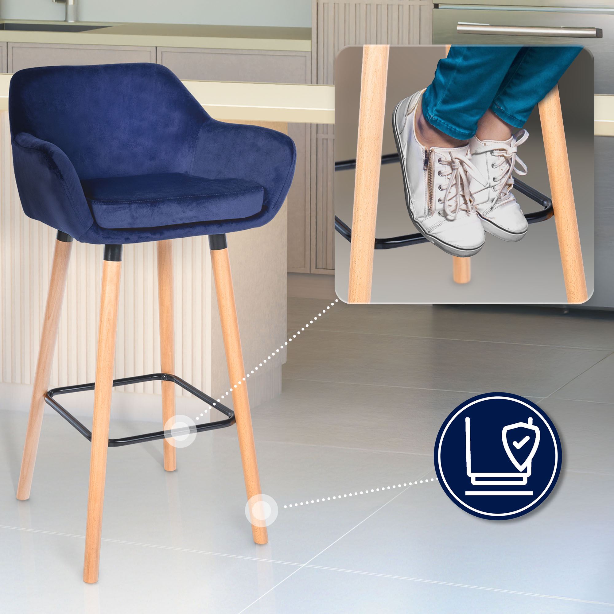Tabouret de Bar Grant Velours