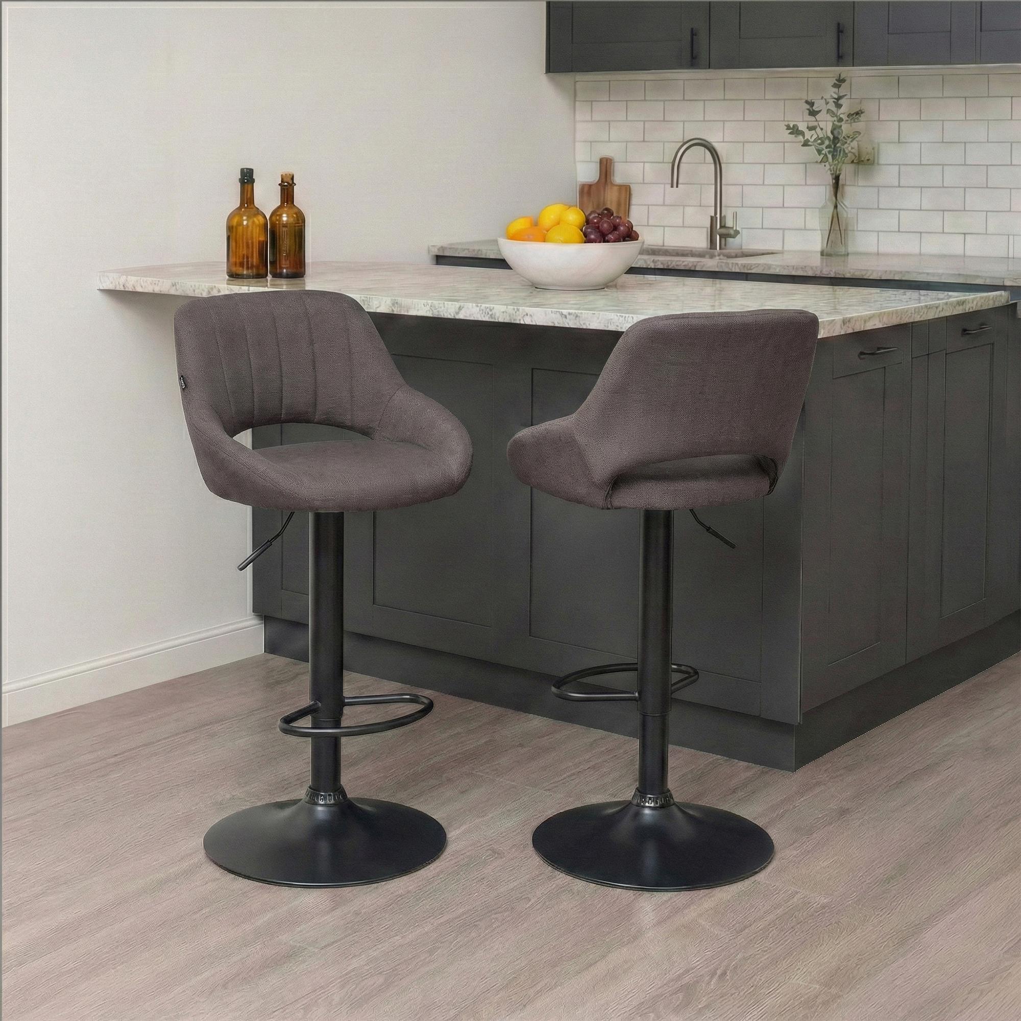 Lot de 2 tabourets de bar Milet en tissu