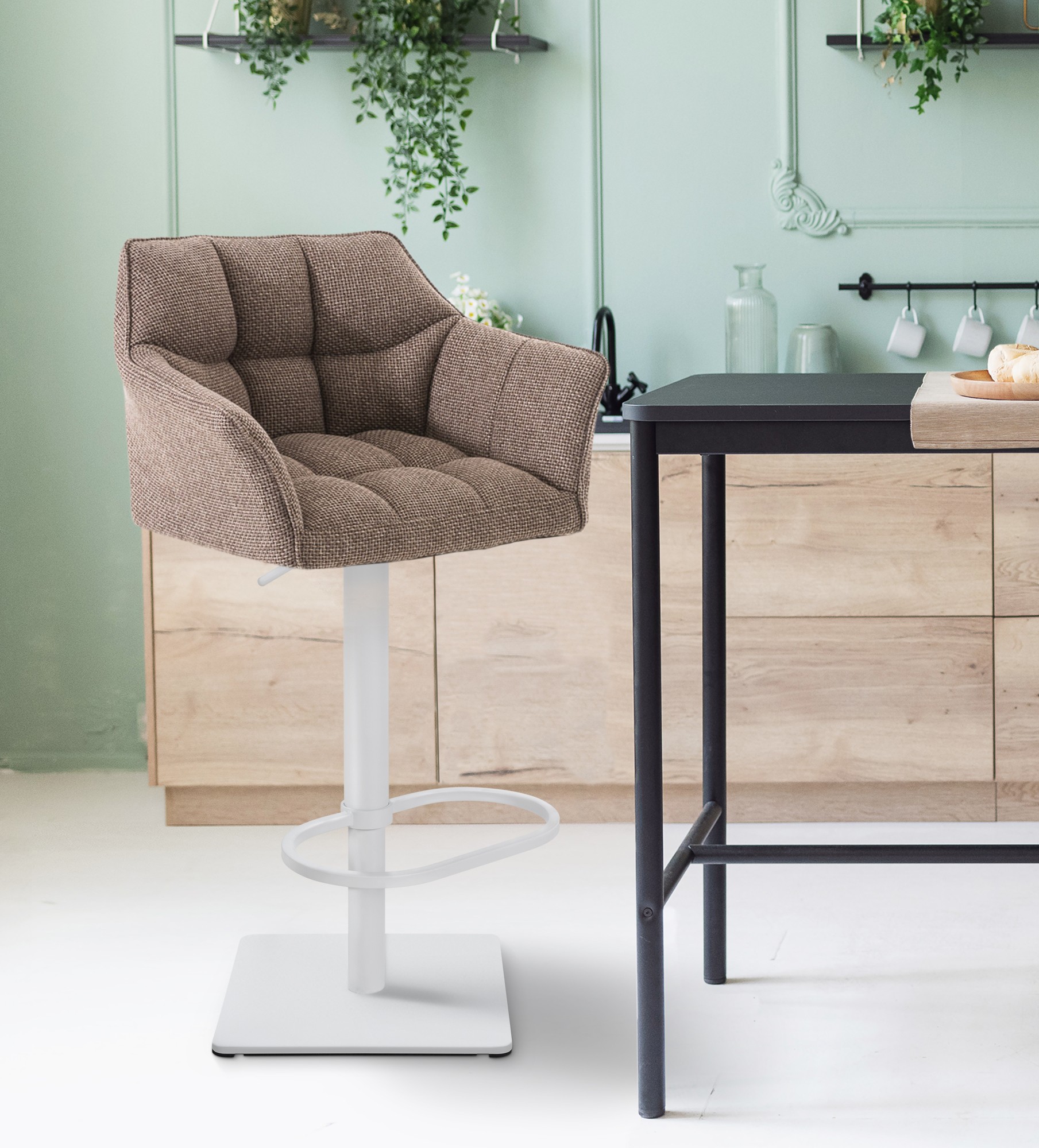 Tabouret de bar Damaso avec revetement en tissu