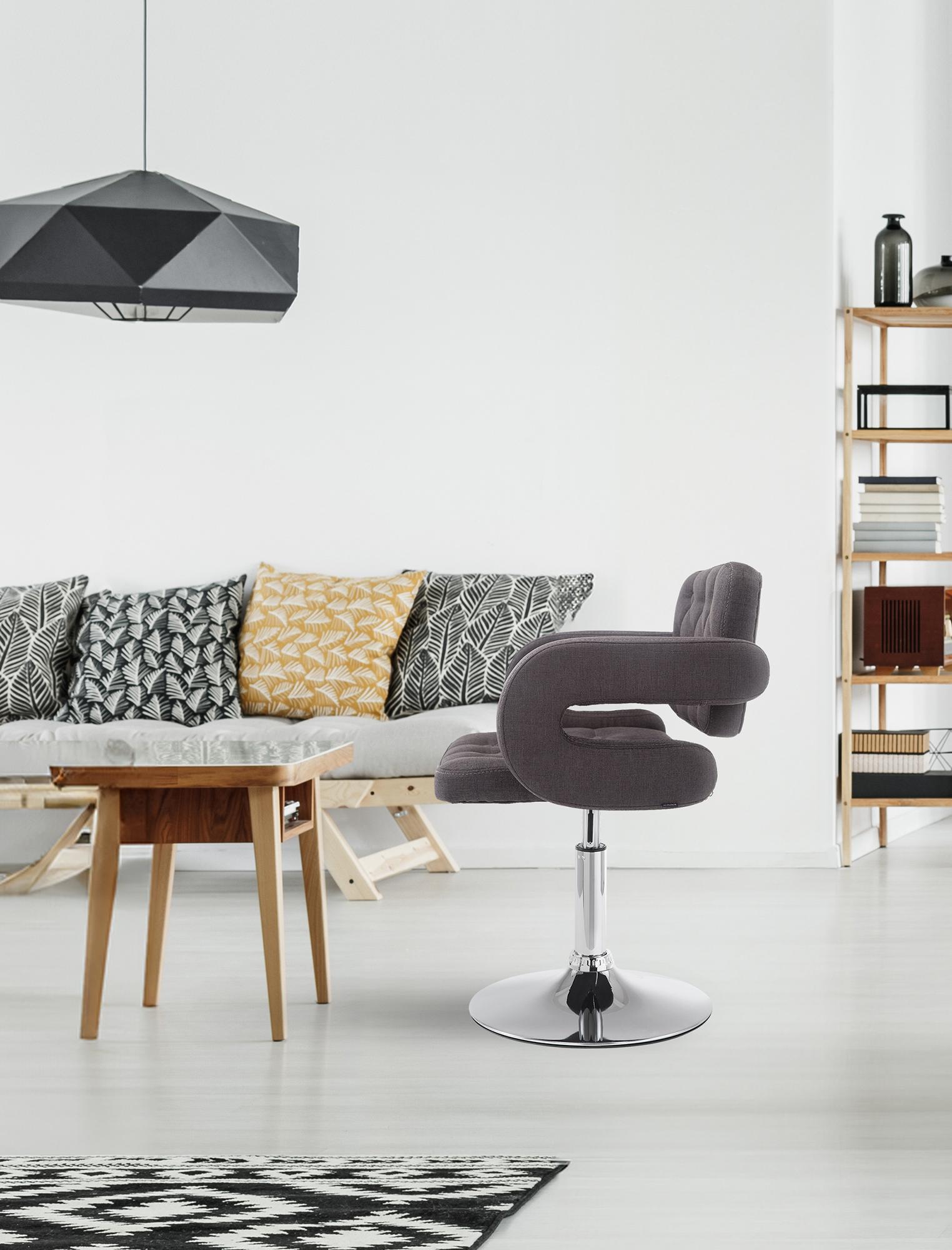 Chaise lounge Dublin Tissu - Piètement avec colonne centrale métal chromé Gris foncé