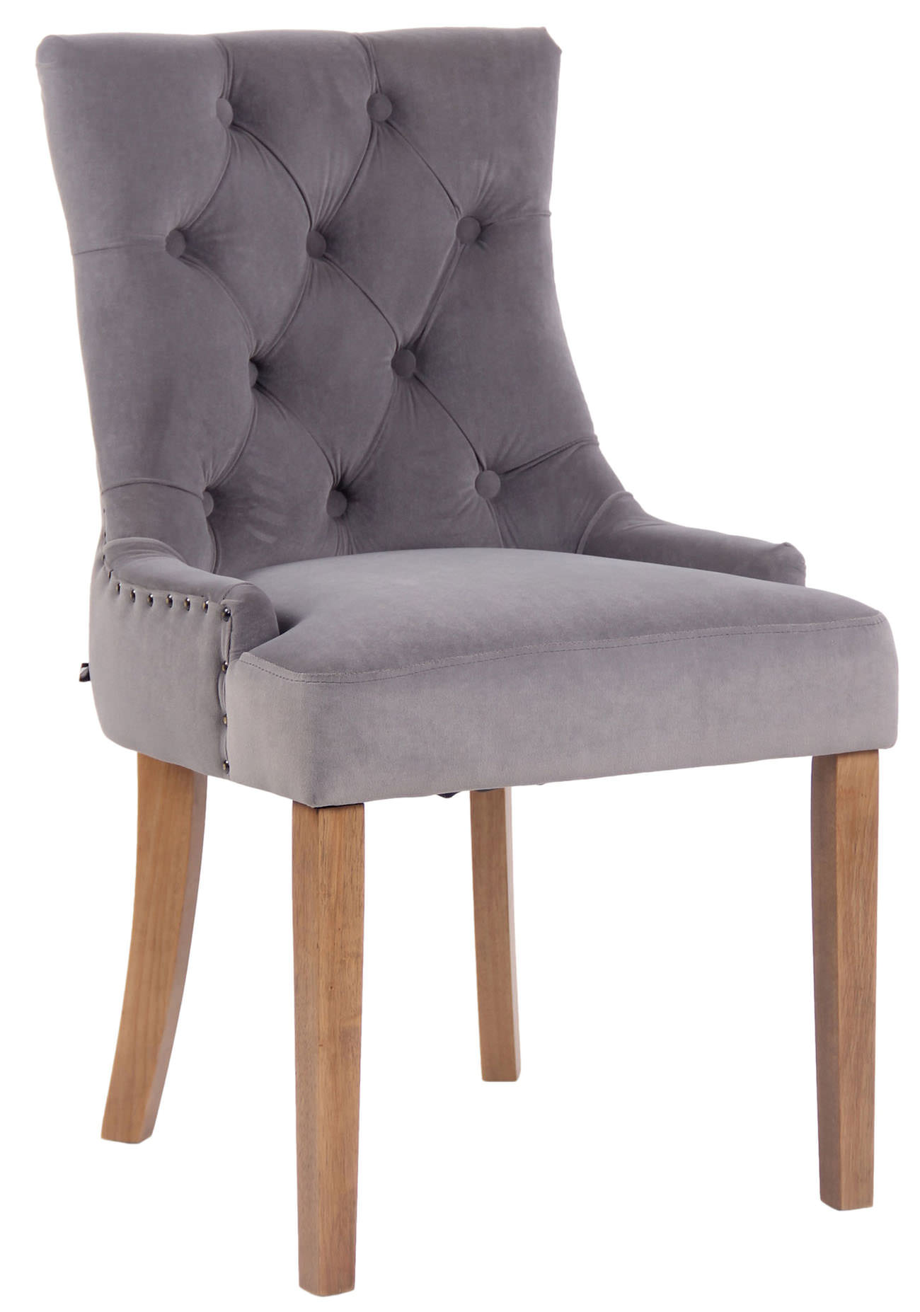 Chaise de salle à manger Aberdeen en Velours avec Piètement en bois d'hévéa