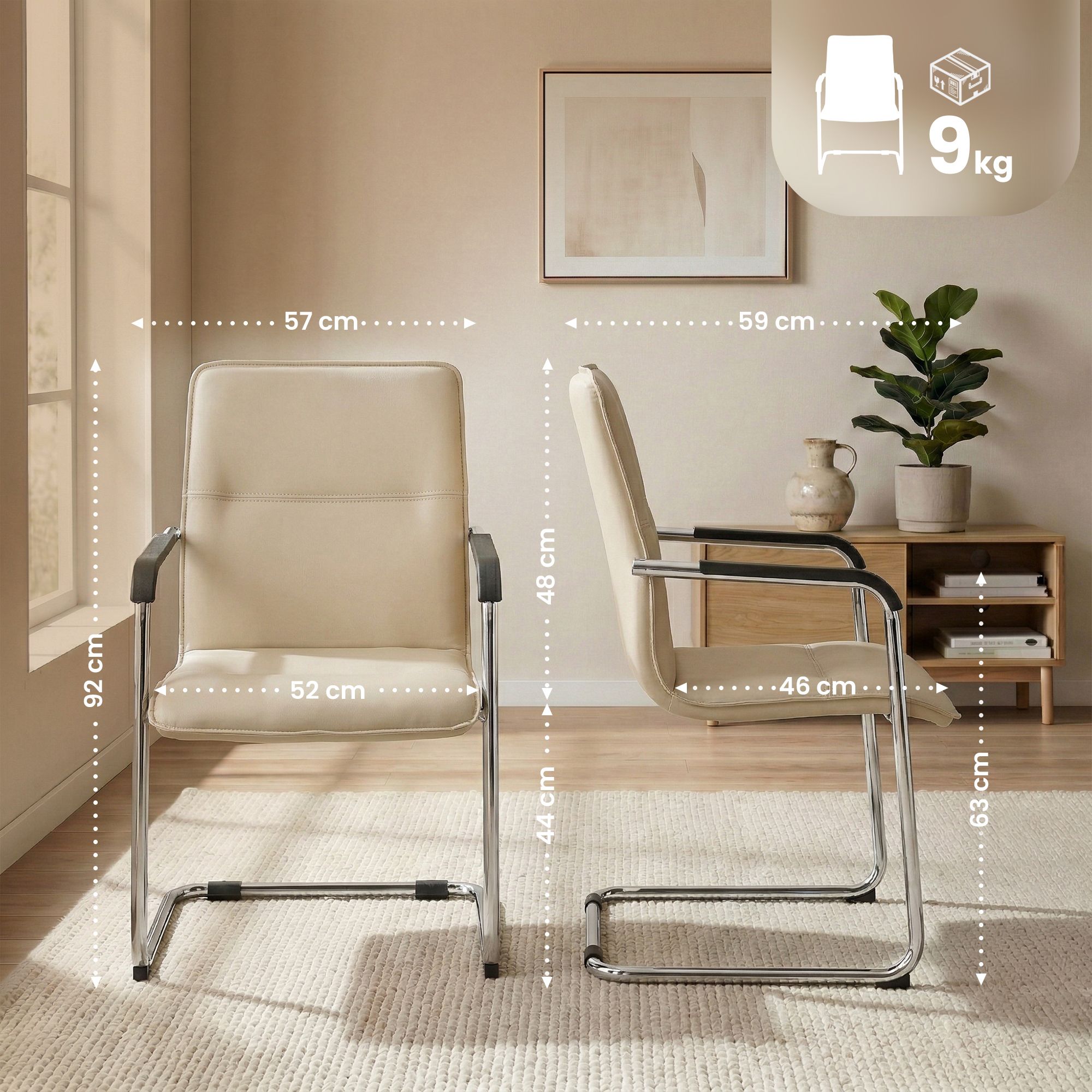 Lot de 2 chaises cantilever Seattle en similicuir