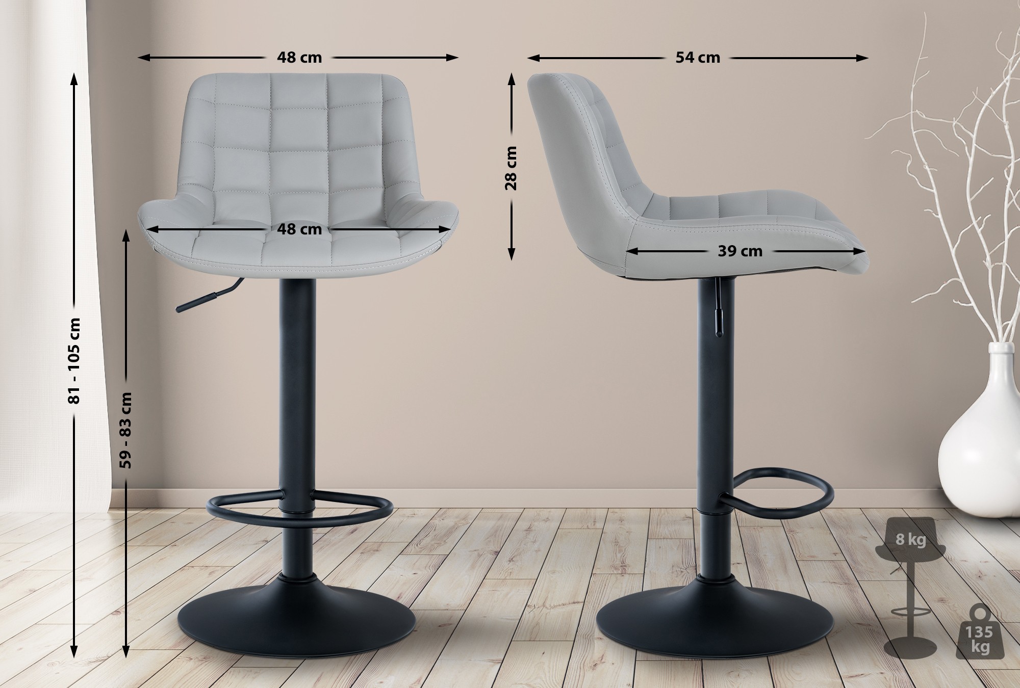 Lot de 2 tabourets de bar Tover