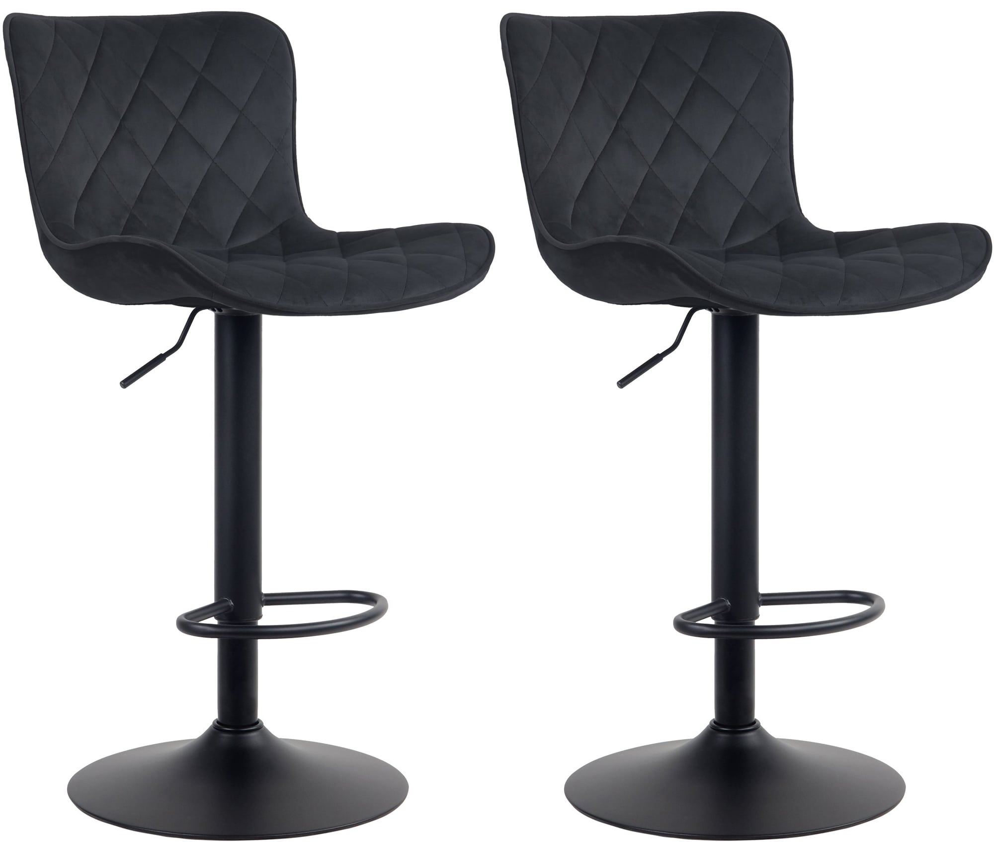 Lot de 2 Tabourets de bar Emma Pied Métal Hauteur Réglable Pivotant