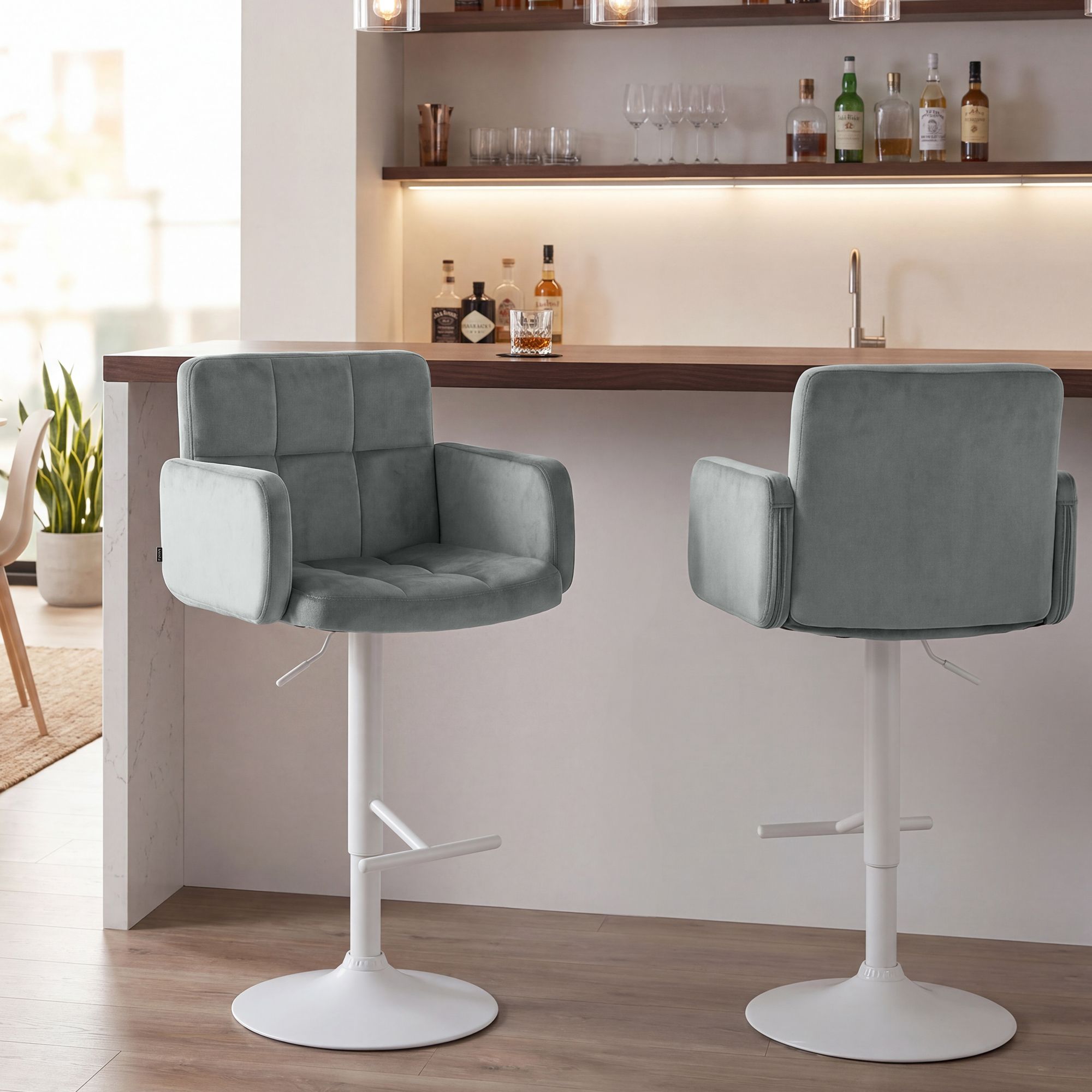 Lot de 2 tabourets de bar Los Angeles velours