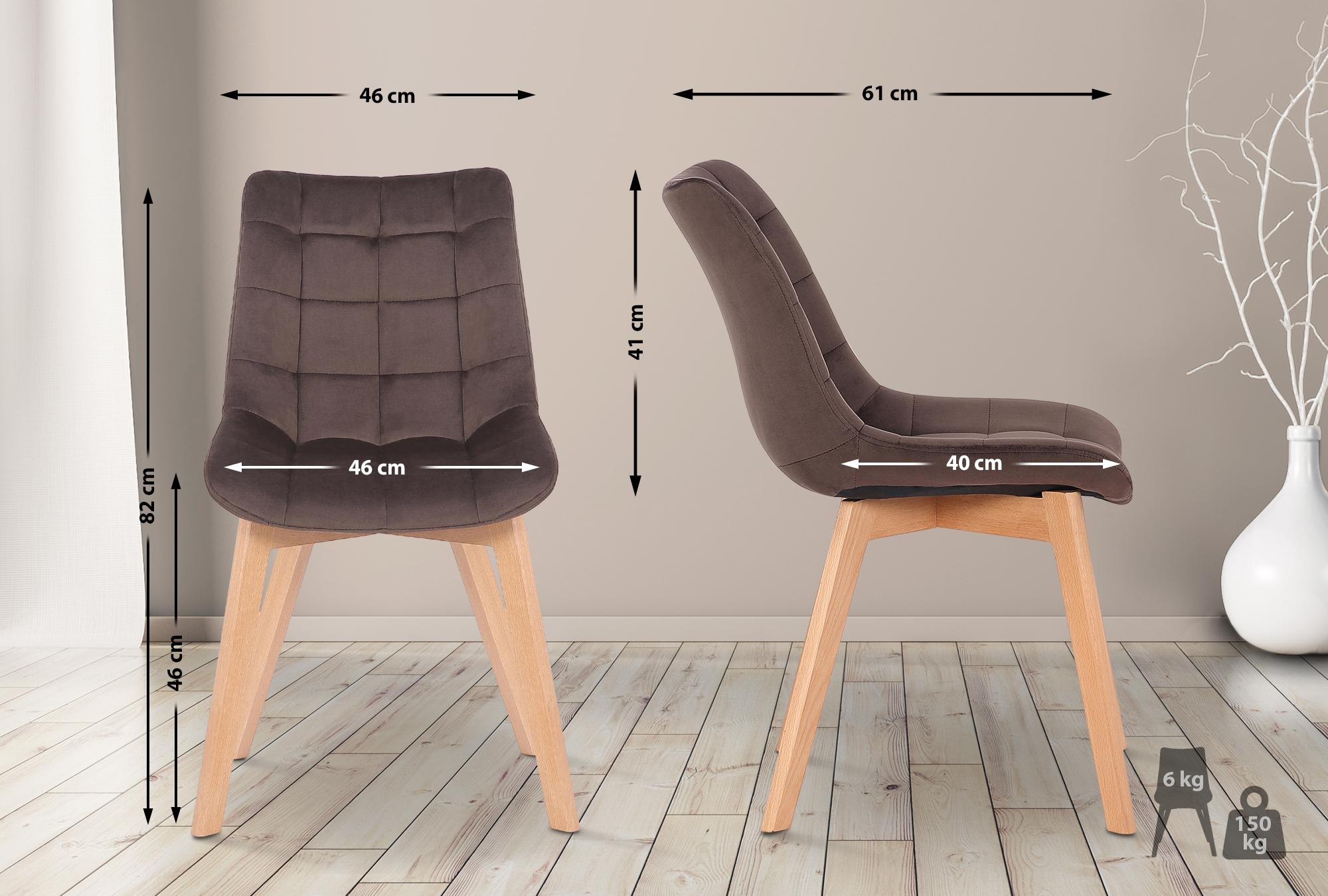 Chaise de salle à manger Passaic en velours avec pieds en Bois de hêtre