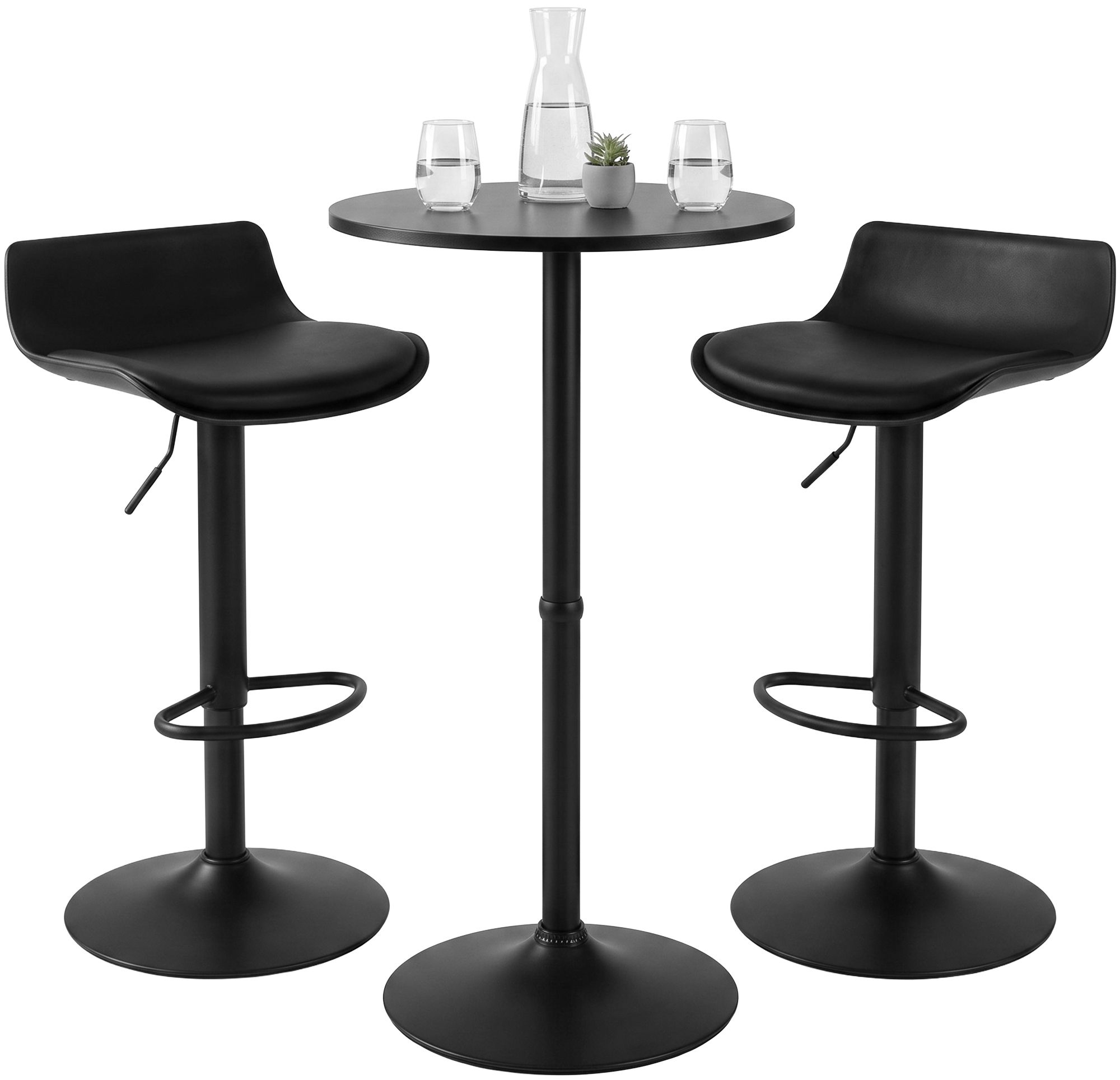 Ensemble table haute Navo avec 2 tabourets de bar en similicuir