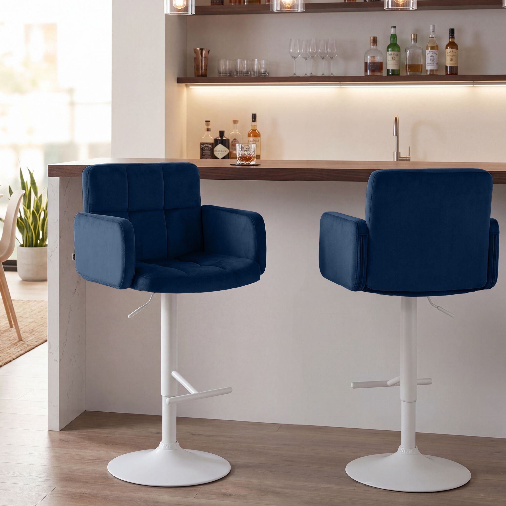 Lot de 2 tabourets de bar Los Angeles velours