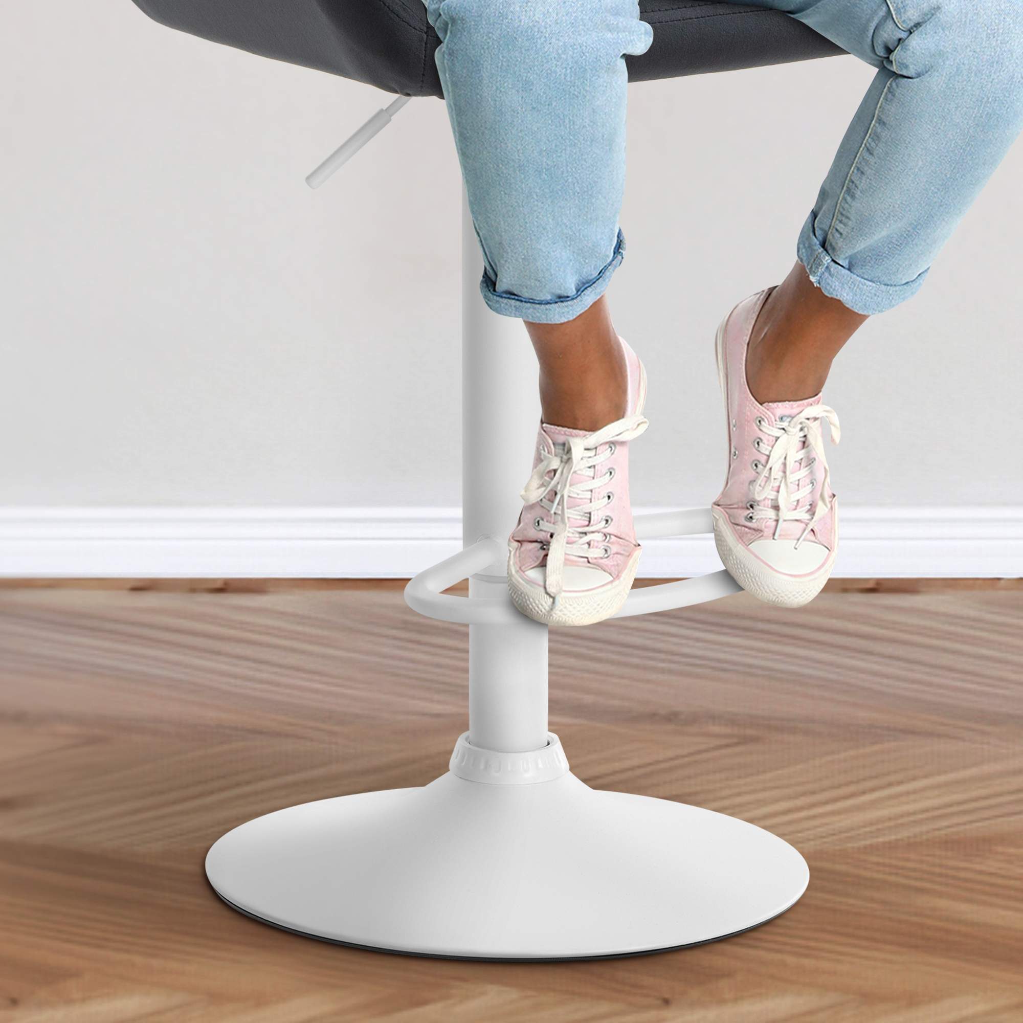 Tabouret de bar Braga Velours avec pied en métal réglable et pivotant